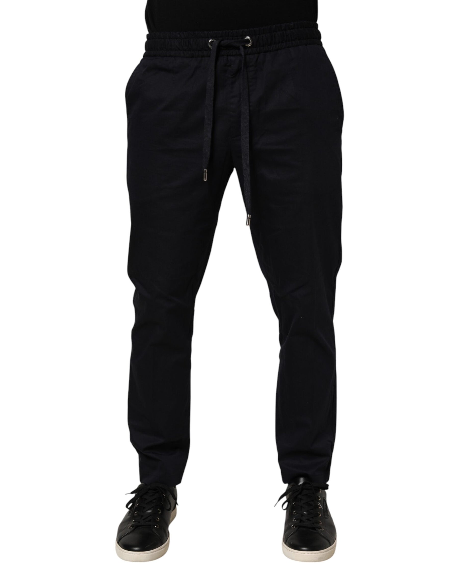 Dolce & Gabbana Black Mid Waist Drawstring Men Jogger Pants | Regal Royce