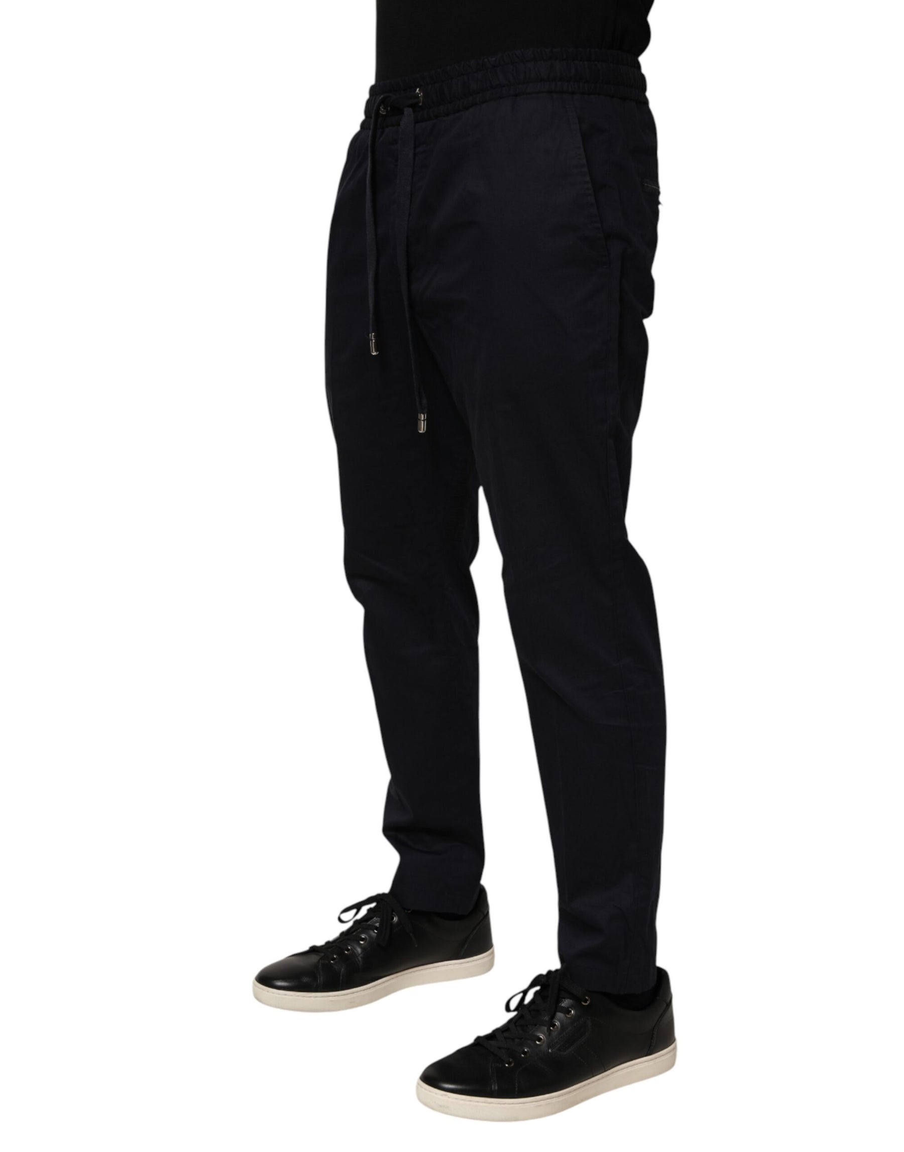 Dolce & Gabbana Black Mid Waist Drawstring Men Jogger Pants | Regal Royce