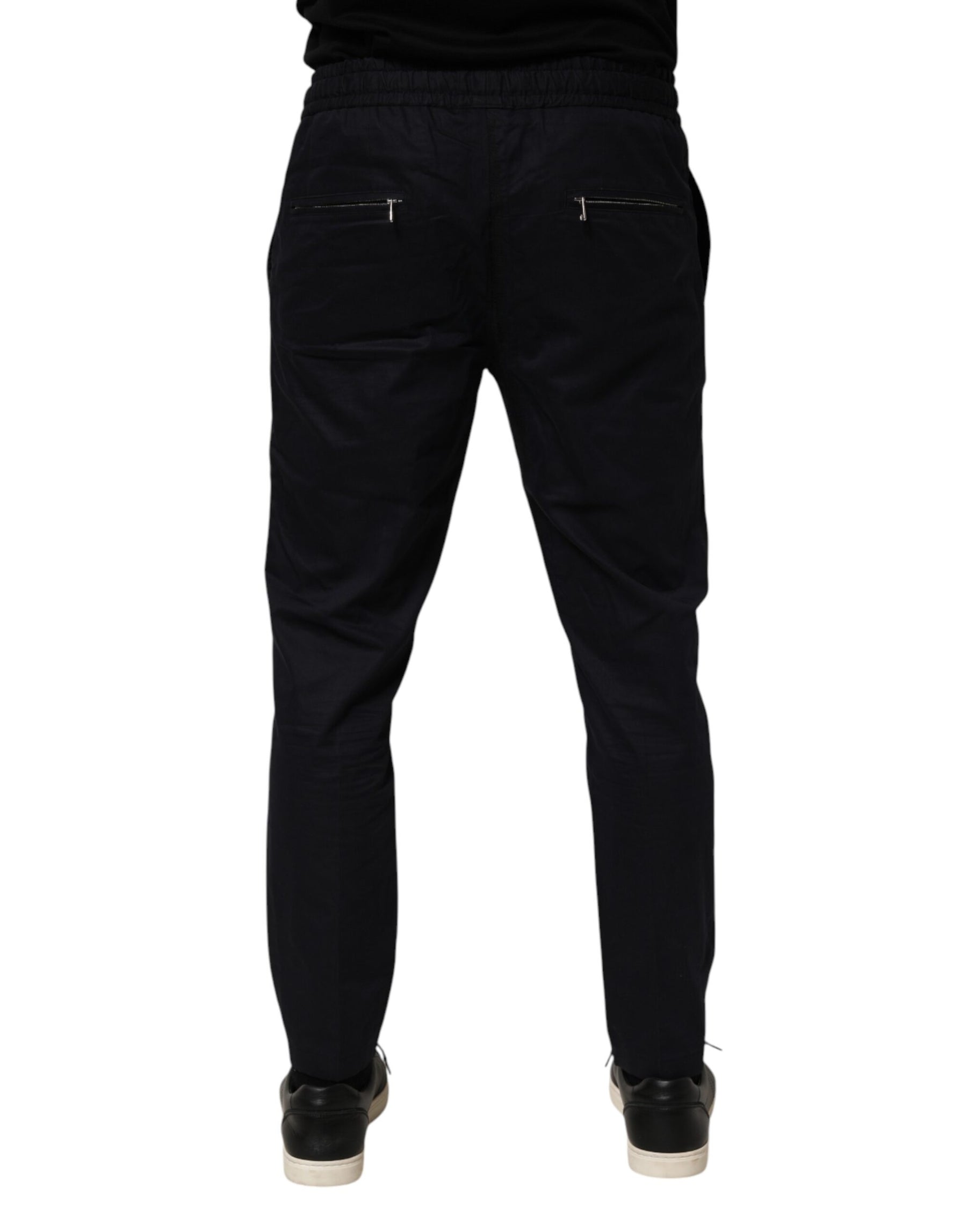 Dolce & Gabbana Black Mid Waist Drawstring Men Jogger Pants | Regal Royce