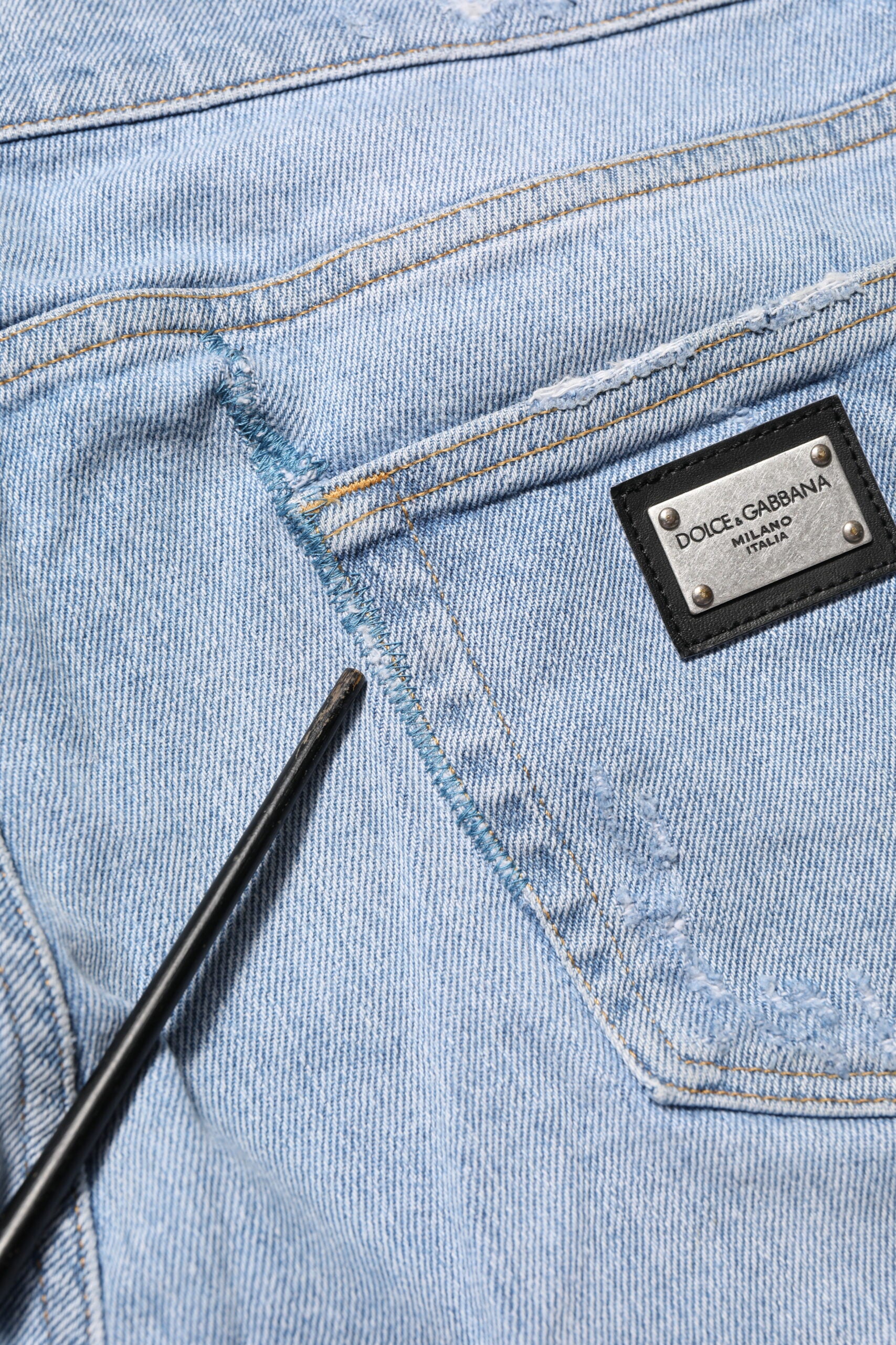 Dolce & Gabbana Blue Cotton Distressed Slim Fit Denim Jeans | Regal Royce