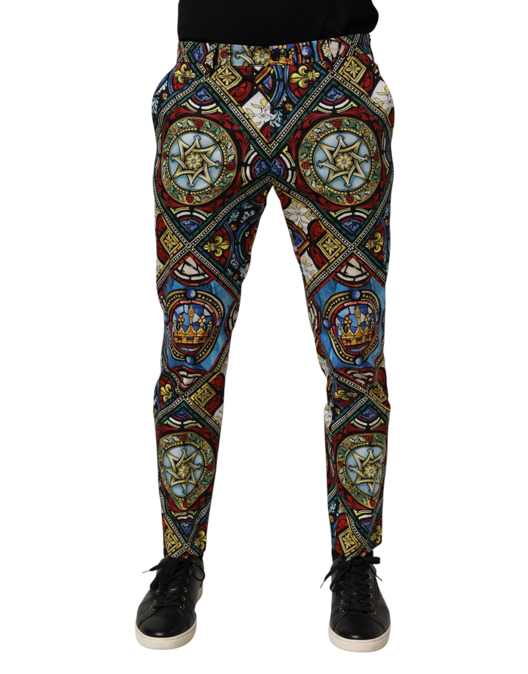 Dolce & Gabbana Multicolor Stained Glass Window Style Print Men Pants | Regal Royce