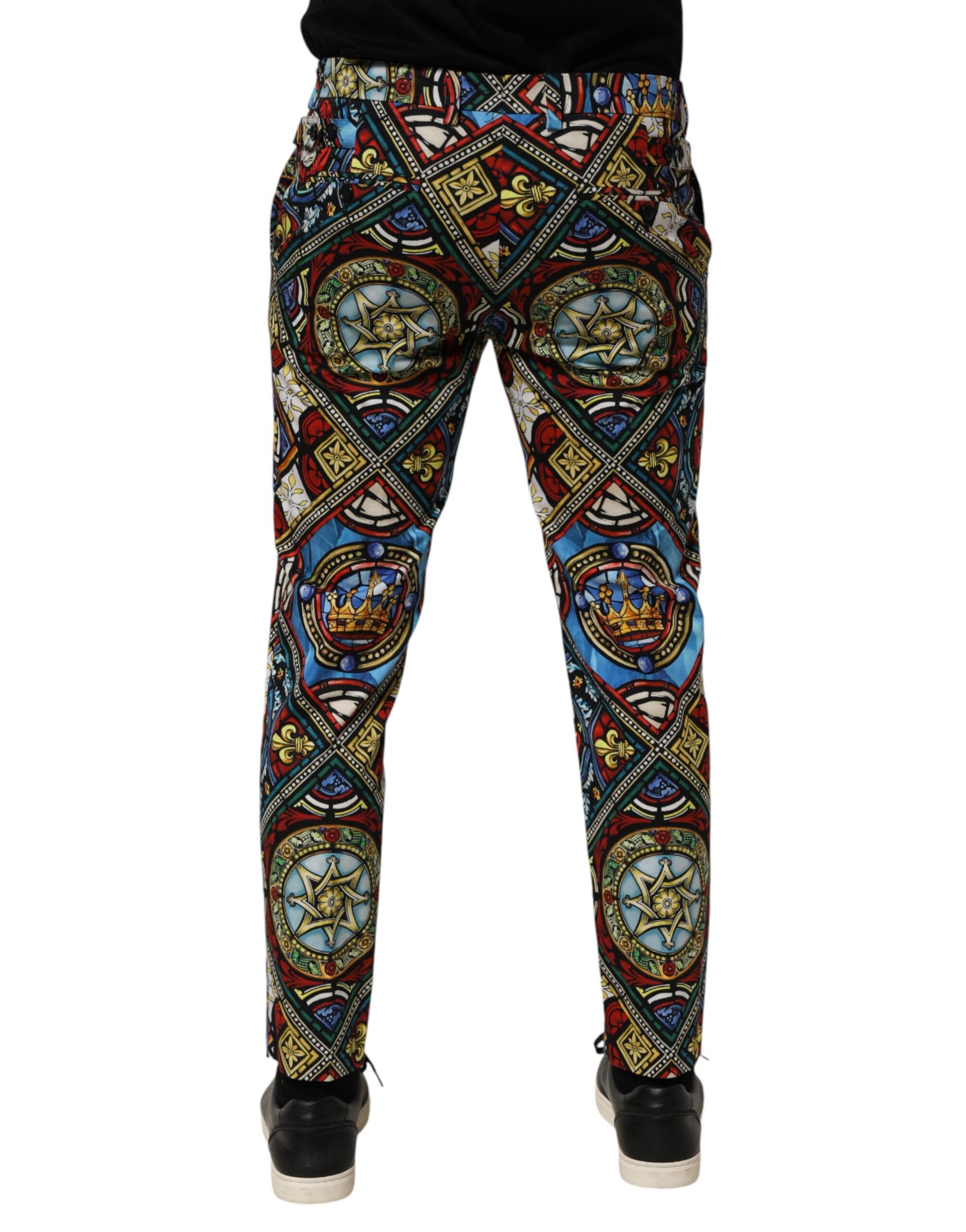 Dolce & Gabbana Multicolor Stained Glass Window Style Print Men Pants | Regal Royce