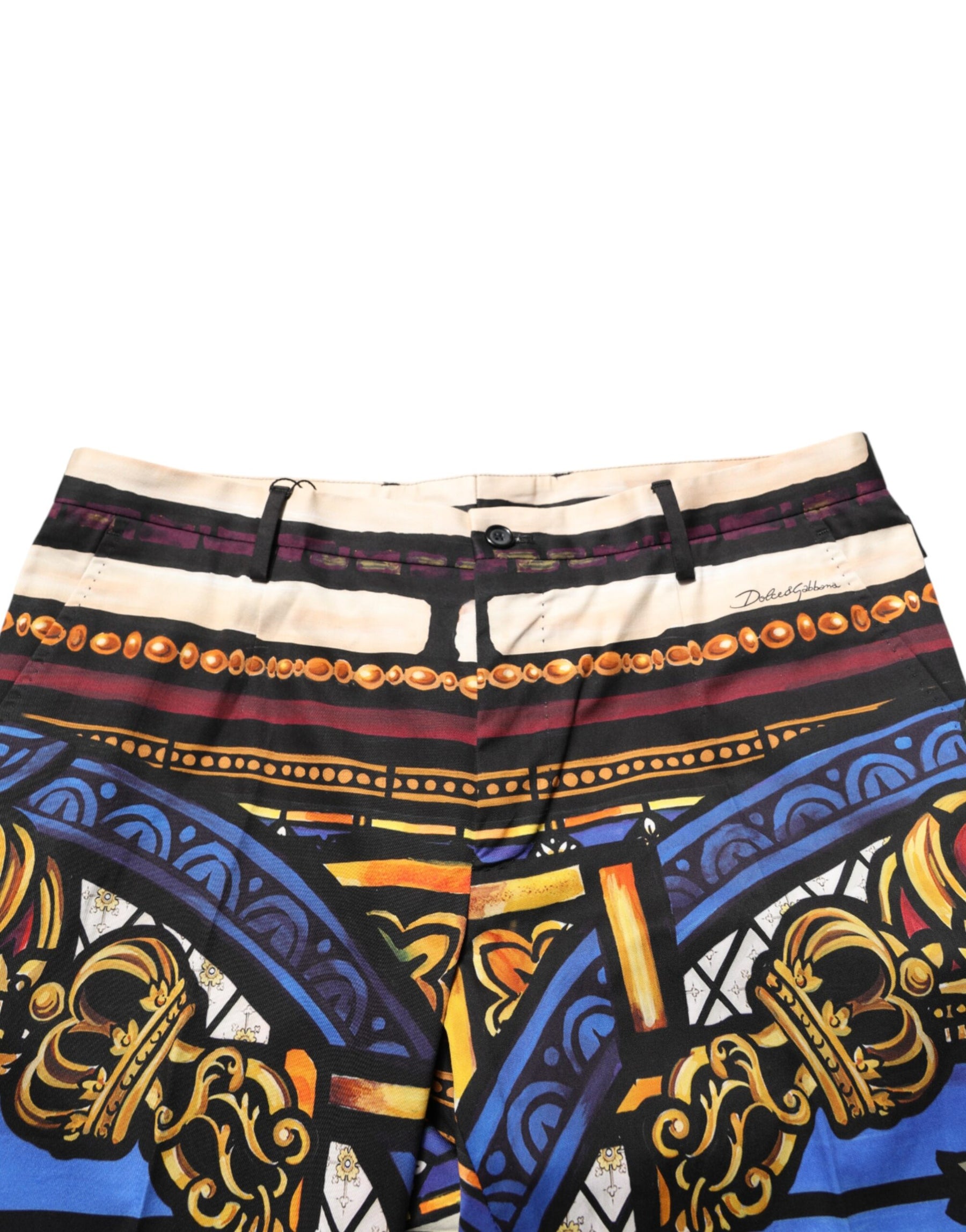 Dolce & Gabbana Multicolor Julias Ceasar Print Tapered Pants | Regal Royce