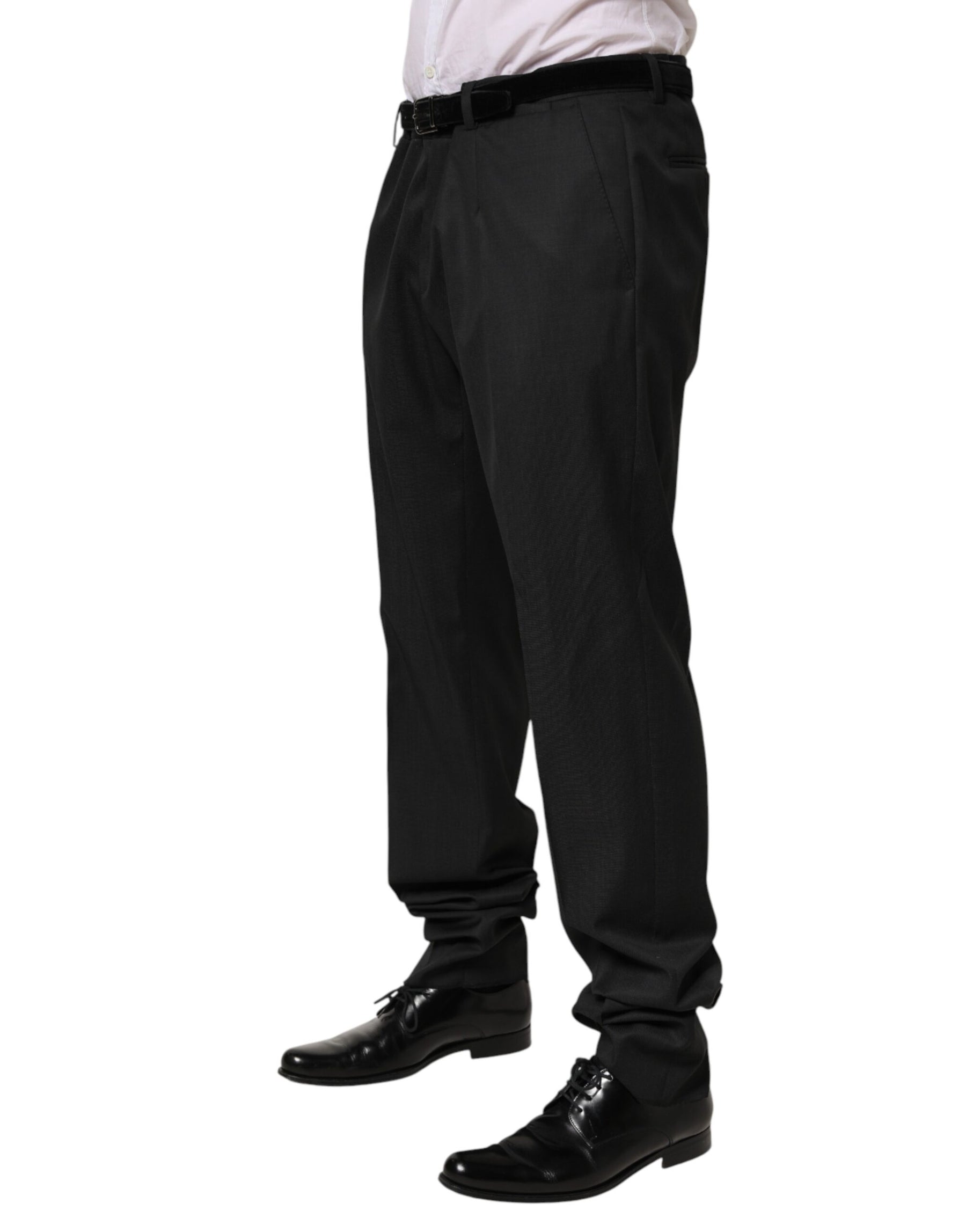 Dolce & Gabbana Black Wool Formal Dress Men Trouser Pants | Regal Royce