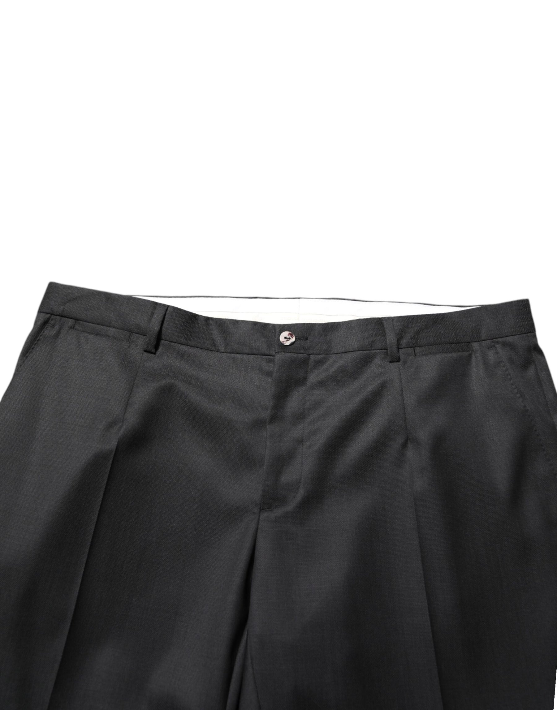 Dolce & Gabbana Black Wool Formal Dress Men Trouser Pants | Regal Royce