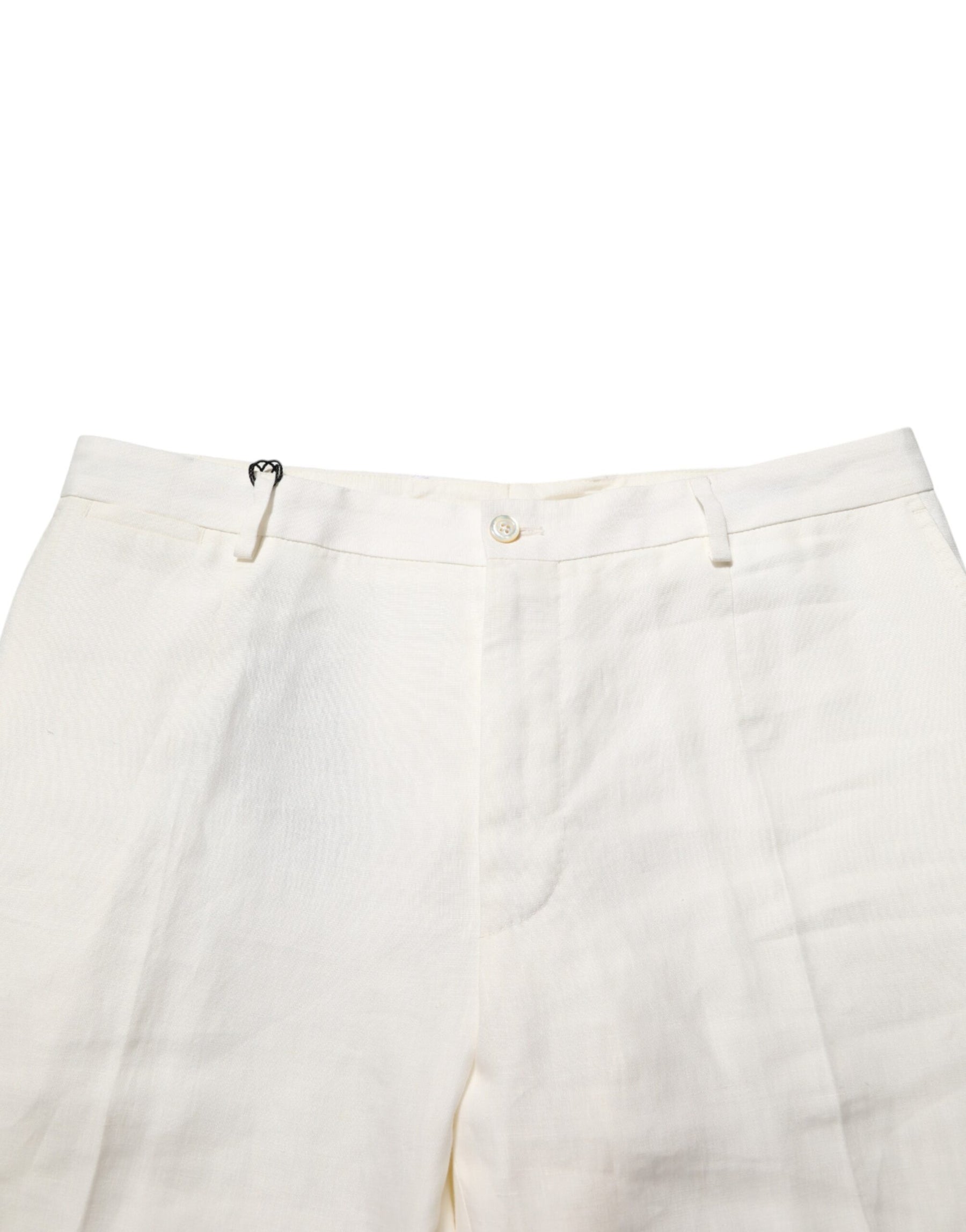 Dolce & Gabbana White Linen Formal Dress Men Trouser Pants | Regal Royce
