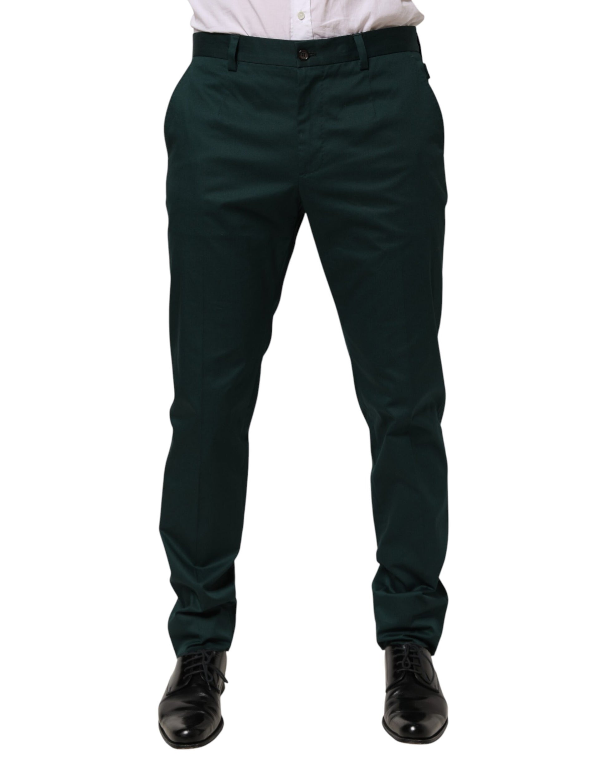 Dolce & Gabbana Green Cotton Formal Dress Men Trouser Pants