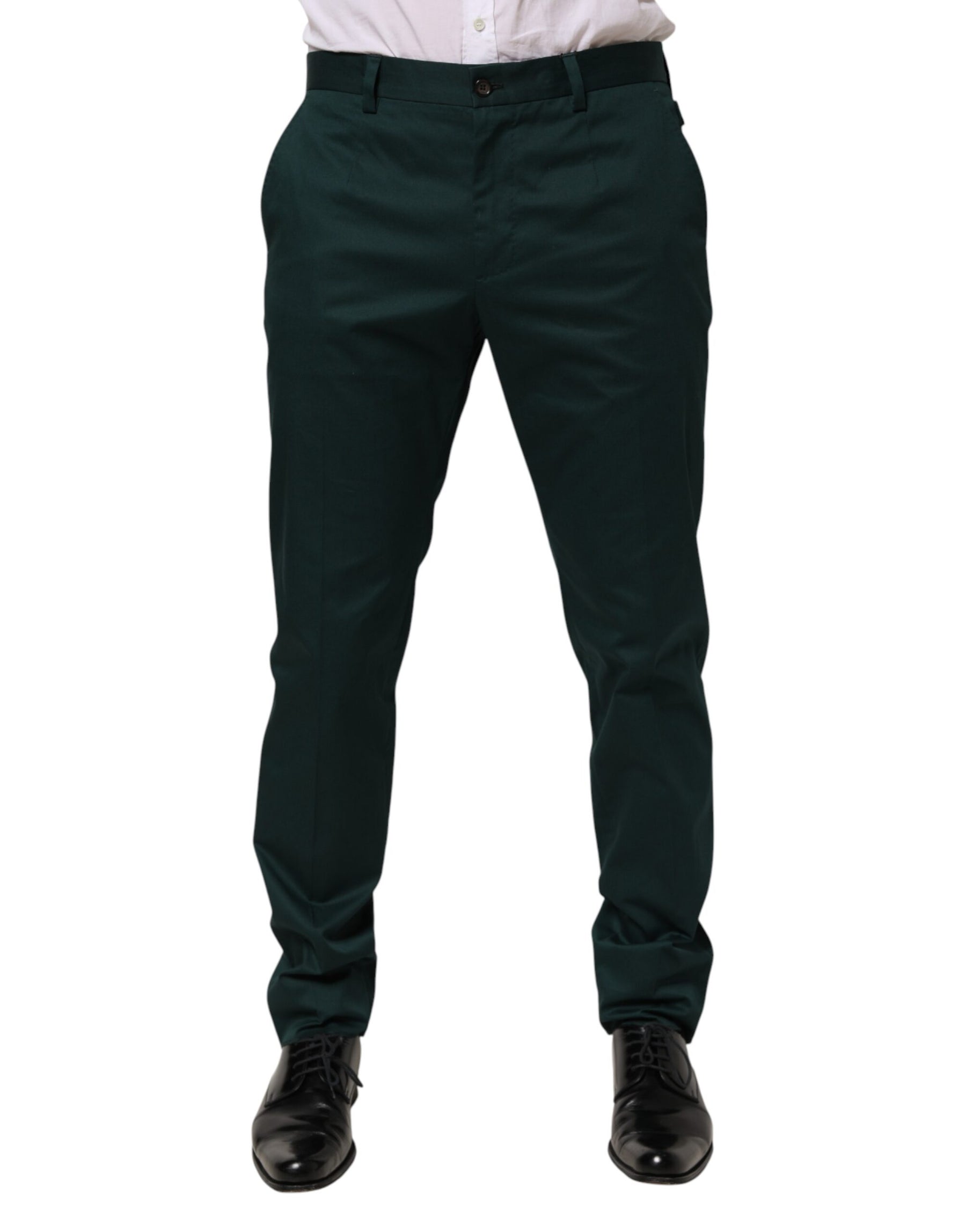 Dolce & Gabbana Green Cotton Formal Dress Men Trouser Pants | Regal Royce