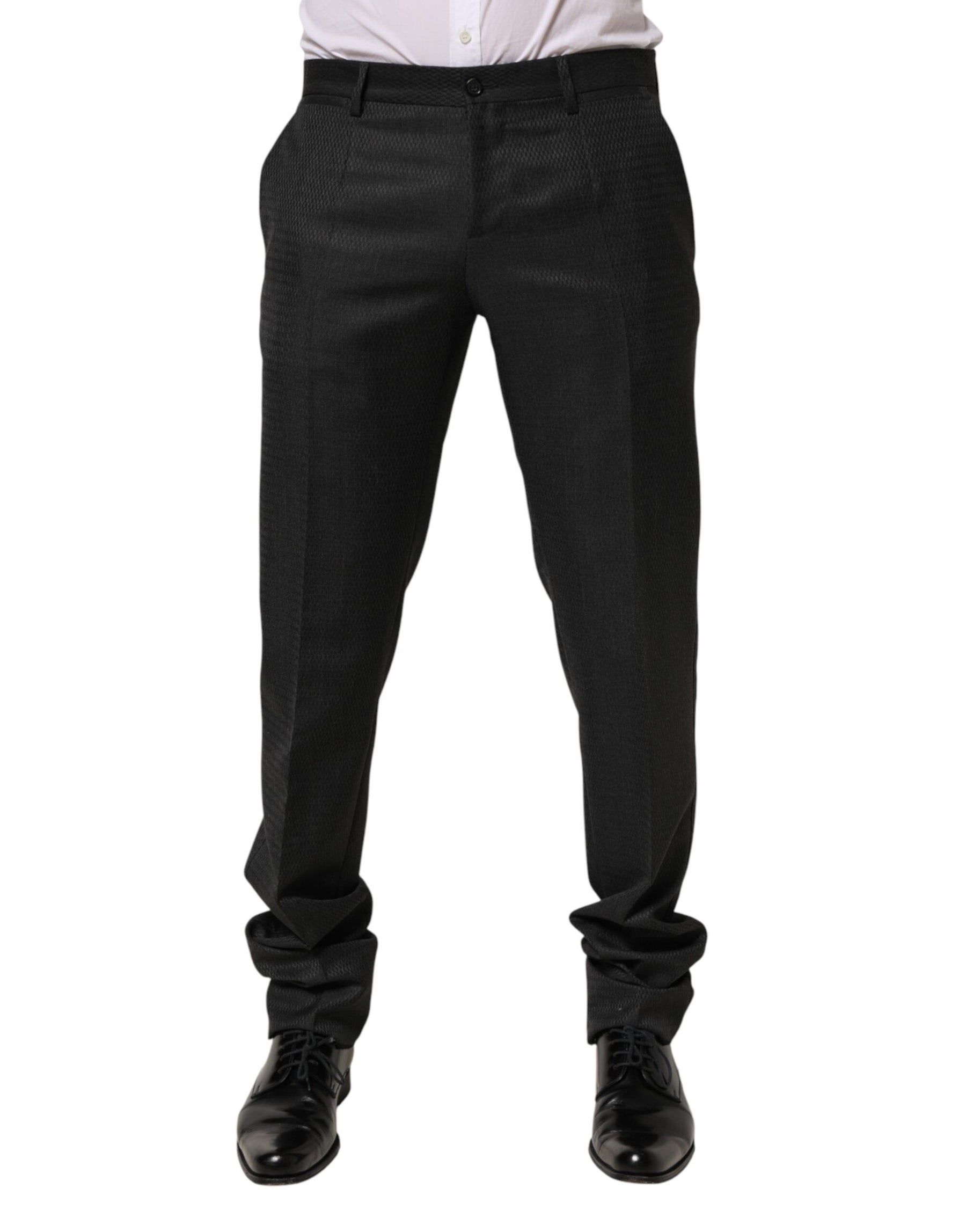 Dolce & Gabbana Black Wool Formal Dress Men Trouser Pants | Regal Royce