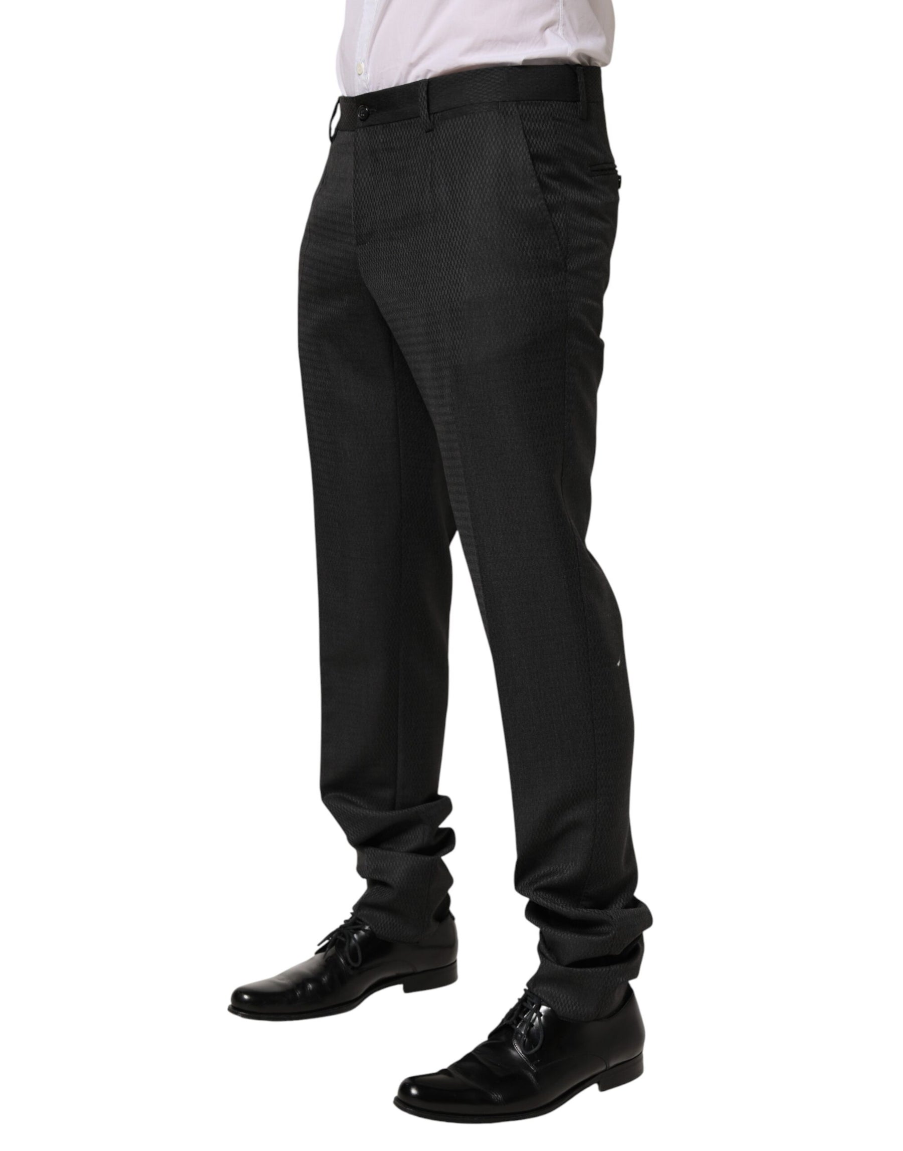 Dolce & Gabbana Black Wool Formal Dress Men Trouser Pants | Regal Royce