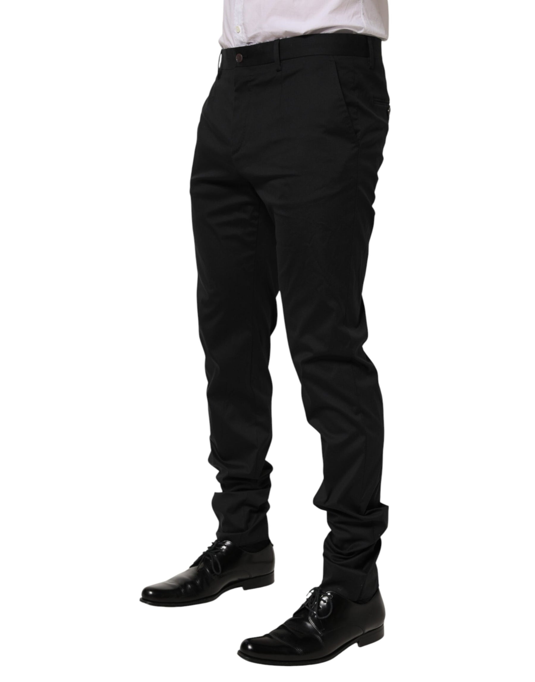 Dolce & Gabbana Black Cotton Formal Dress Men Trouser Pants | Regal Royce