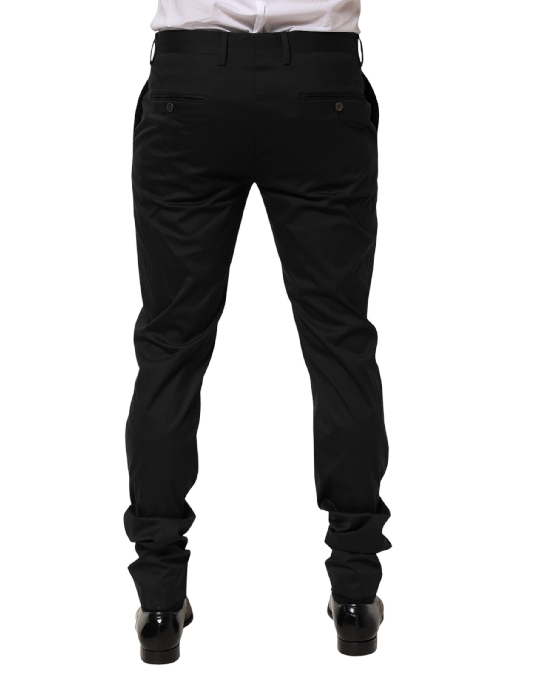 Dolce & Gabbana Black Cotton Formal Dress Men Trouser Pants | Regal Royce