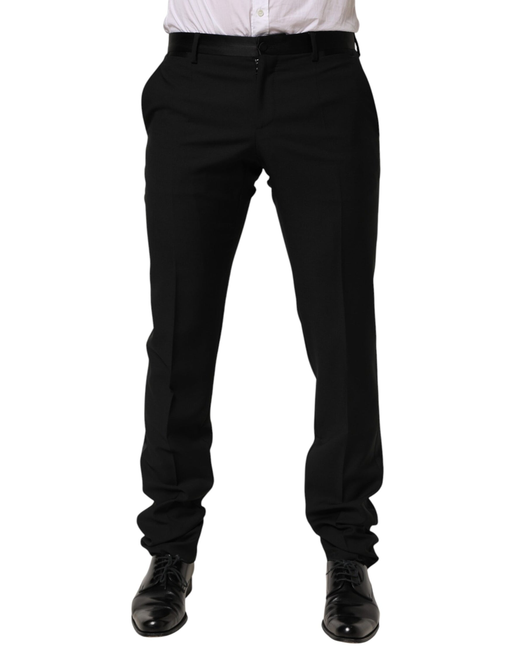 Dolce & Gabbana Black Wool Formal Dress Men Trouser Pants | Regal Royce