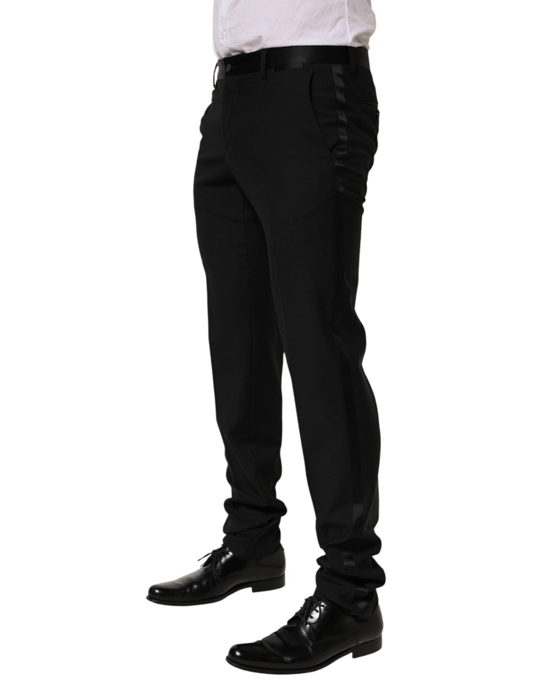 Dolce & Gabbana Black Wool Formal Dress Men Trouser Pants | Regal Royce