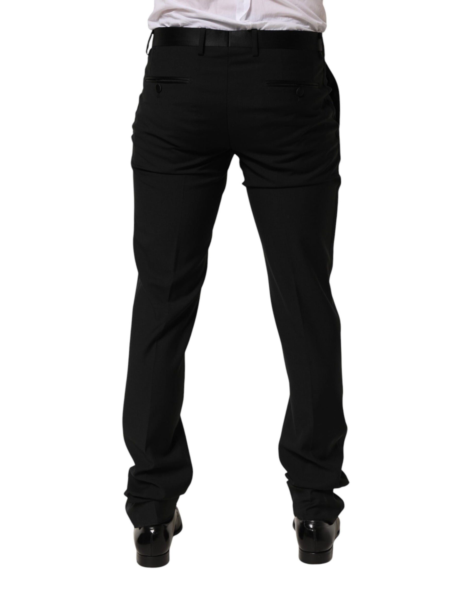 Dolce & Gabbana Black Wool Formal Dress Men Trouser Pants | Regal Royce