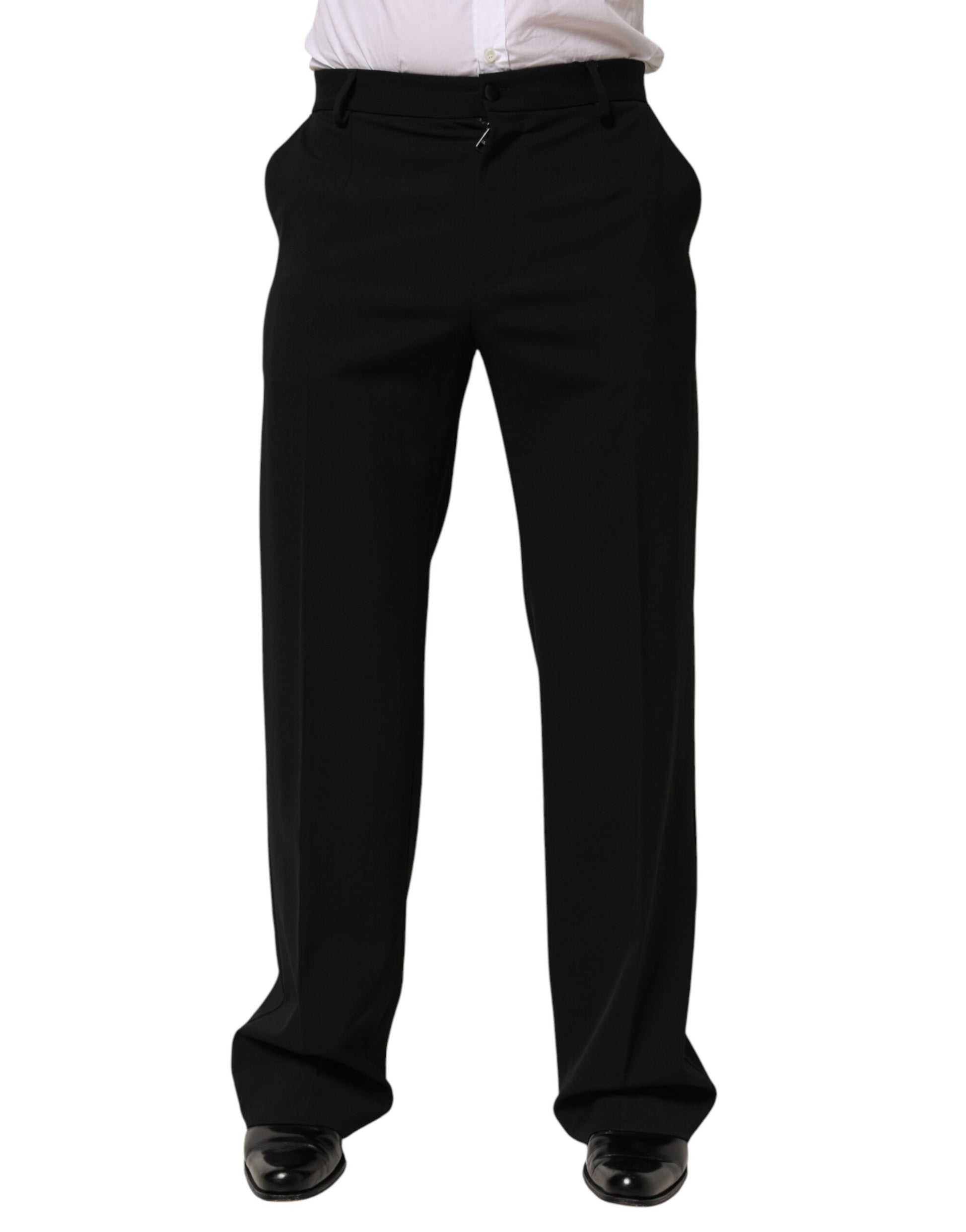 Dolce & Gabbana Black Wool Formal Dress Men Trouser Pants