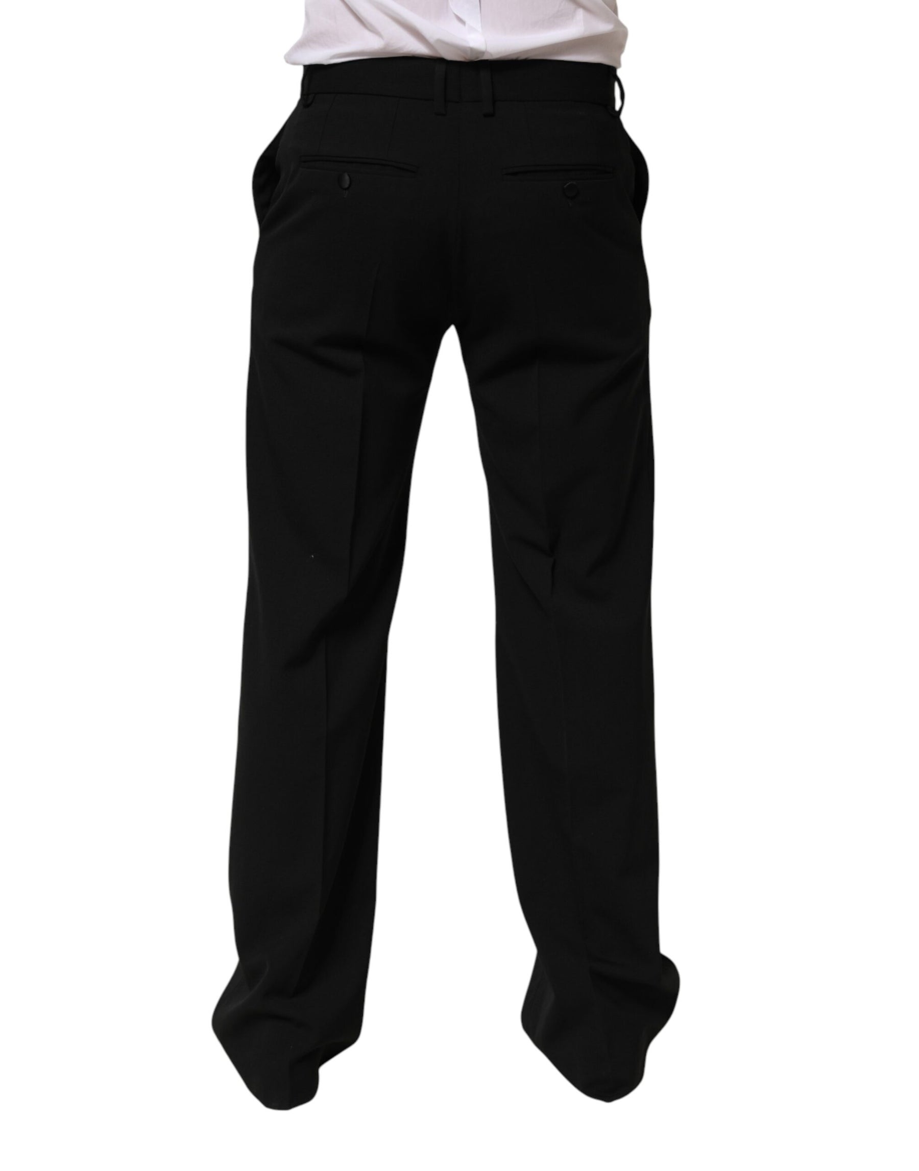 Dolce & Gabbana Black Wool Formal Dress Men Trouser Pants | Regal Royce