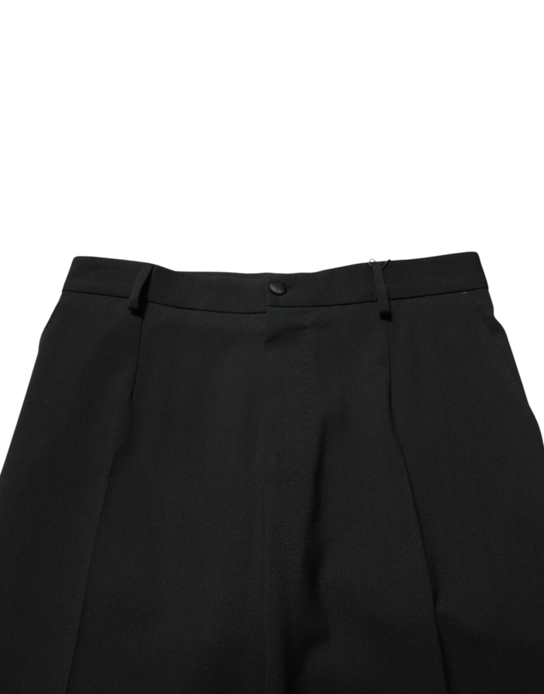 Dolce & Gabbana Black Wool Formal Dress Men Trouser Pants | Regal Royce