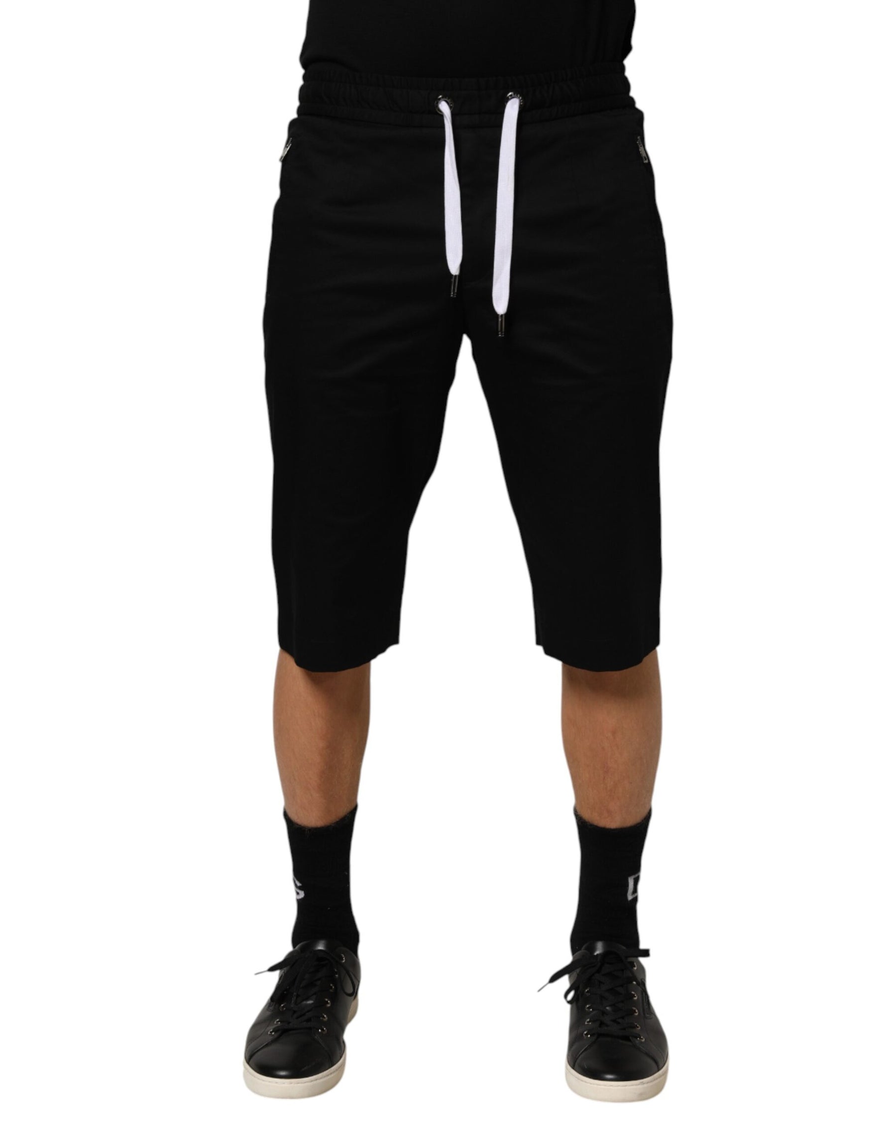 Dolce & Gabbana Black Cotton Stretch Men Bermuda Shorts | Regal Royce