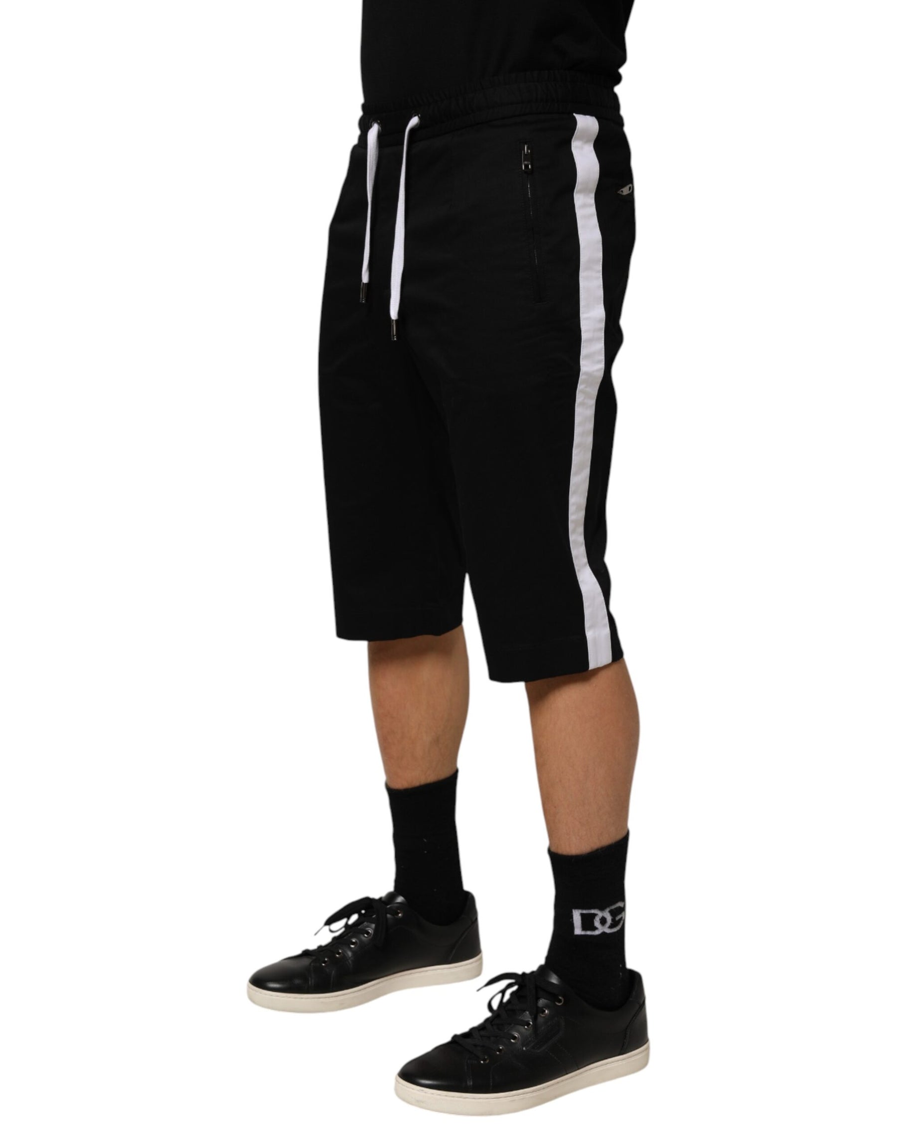 Dolce & Gabbana Black Cotton Stretch Men Bermuda Shorts | Regal Royce