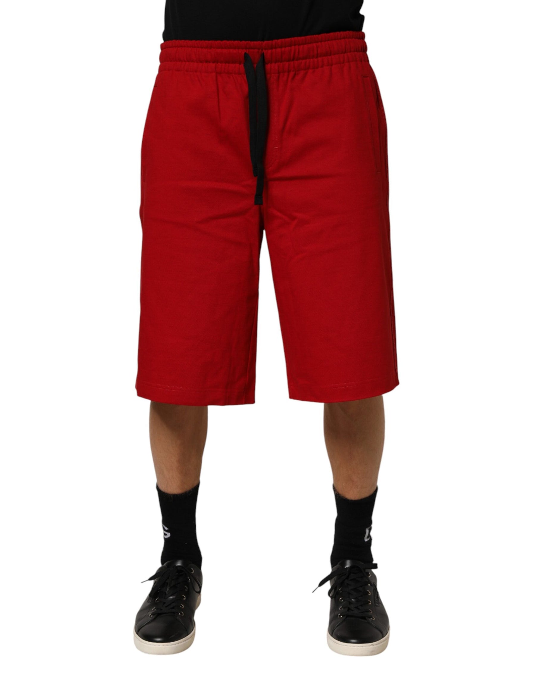 Dolce & Gabbana Red Cotton MidWaist Drawstring Bermuda Pants | Regal Royce