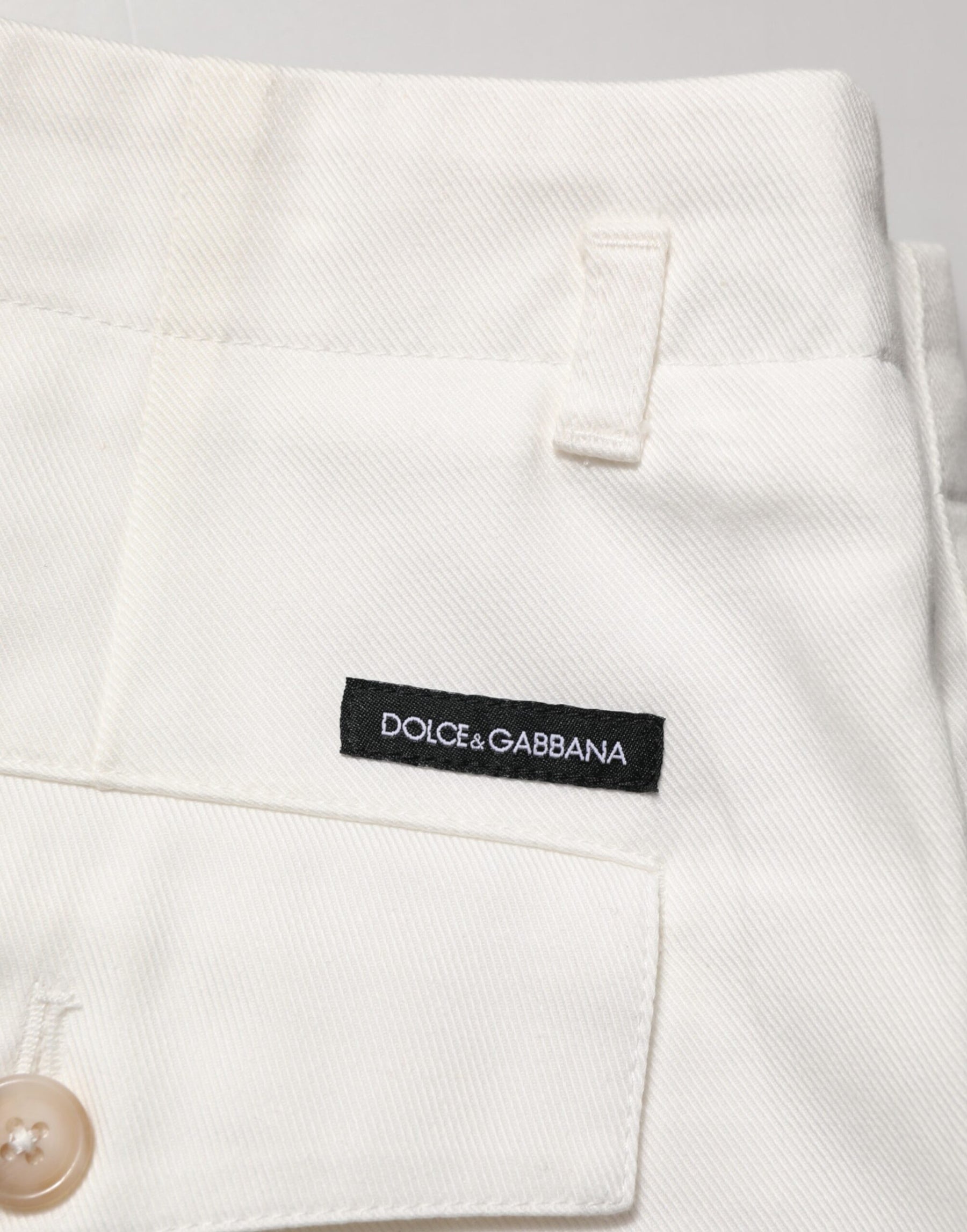 Dolce & Gabbana White Cotton Mid Waist Men Bermuda Shorts | Regal Royce