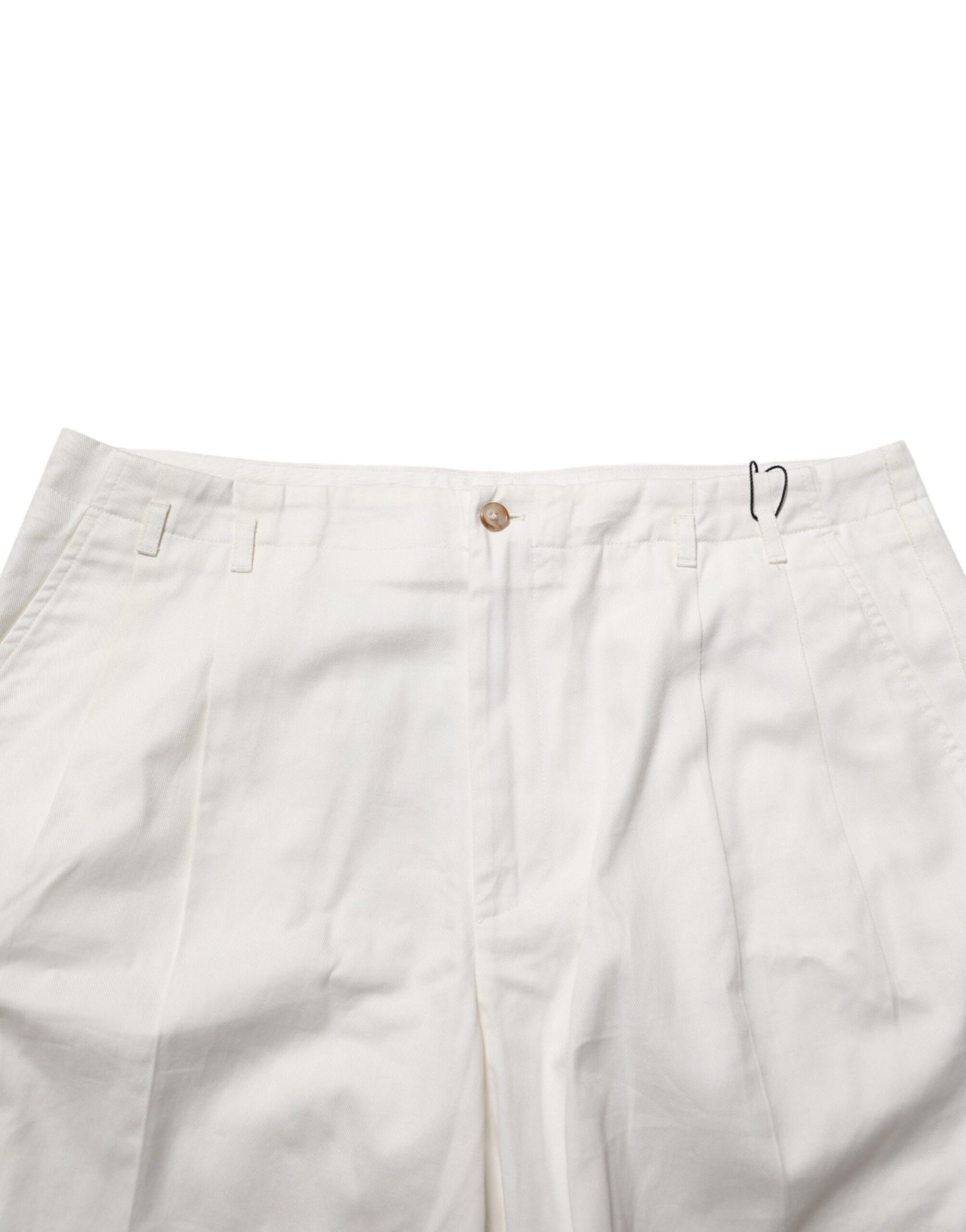 Dolce & Gabbana White Cotton Mid Waist Men Bermuda Shorts