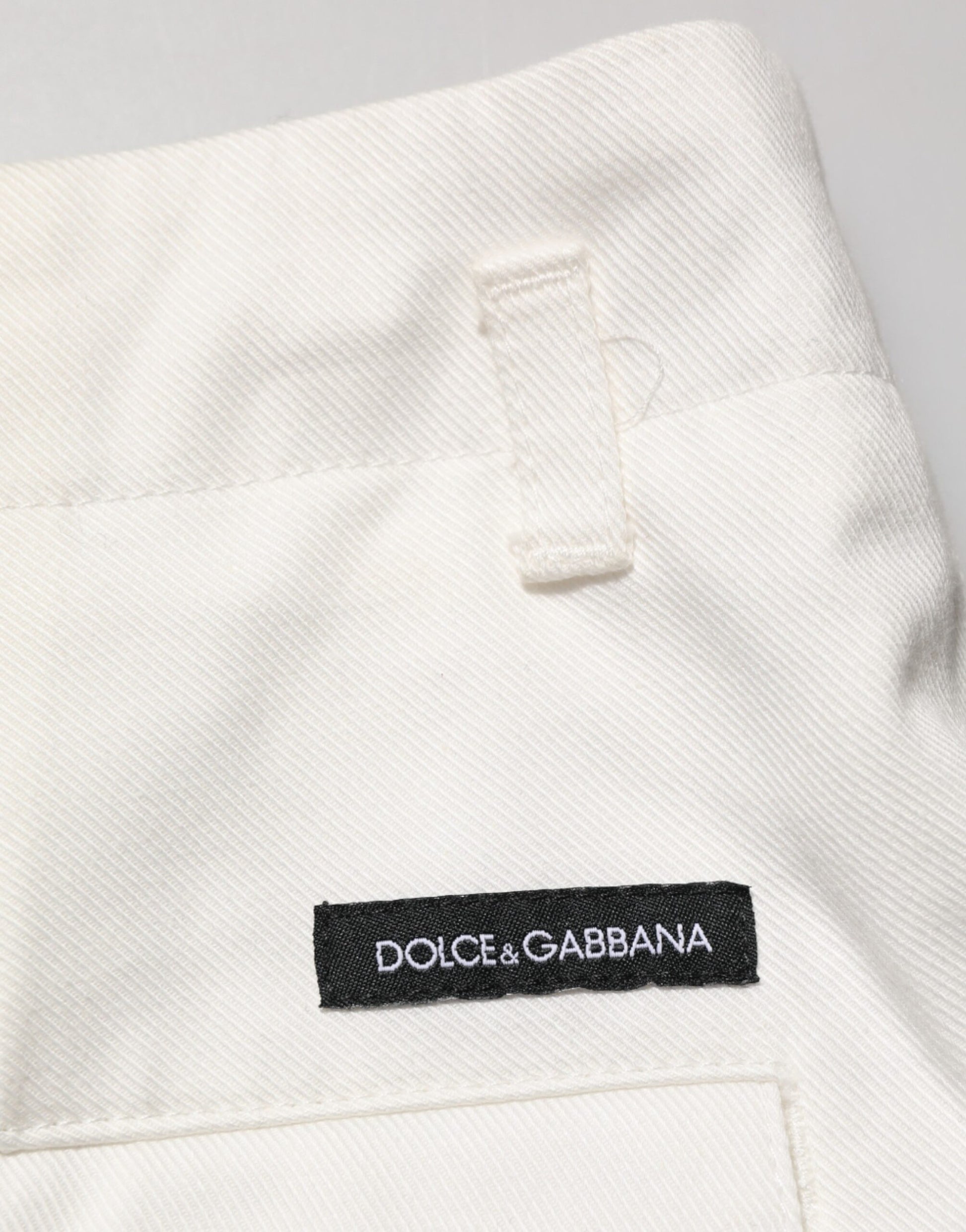 Dolce & Gabbana White Cotton Mid Waist Men Bermuda Shorts