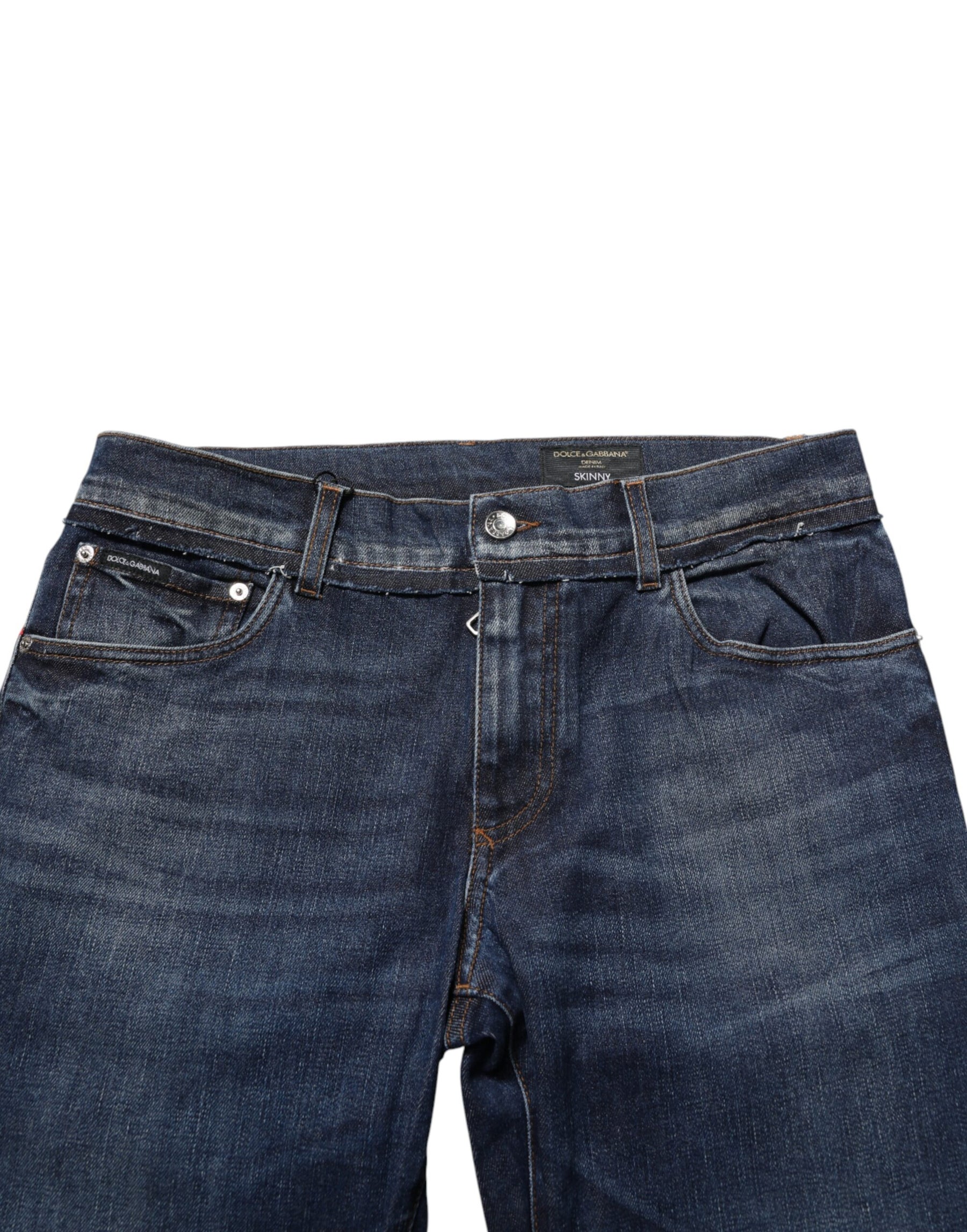Dolce & Gabbana Blue Cotton Stretch Skinny Men Denim Jeans | Regal Royce