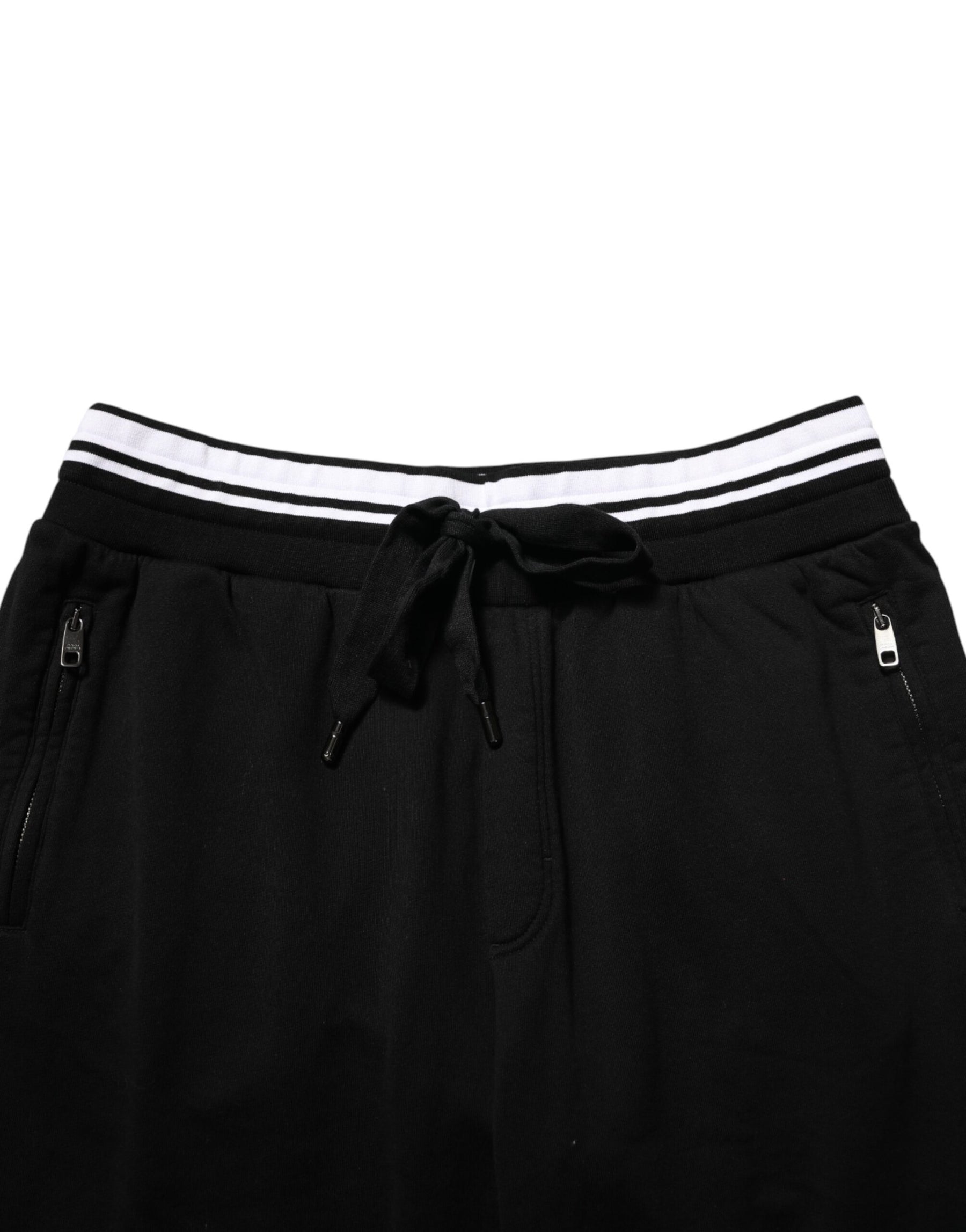 Dolce & Gabbana Black Cotton Sacred-Heart Men Jogger Pants | Regal Royce