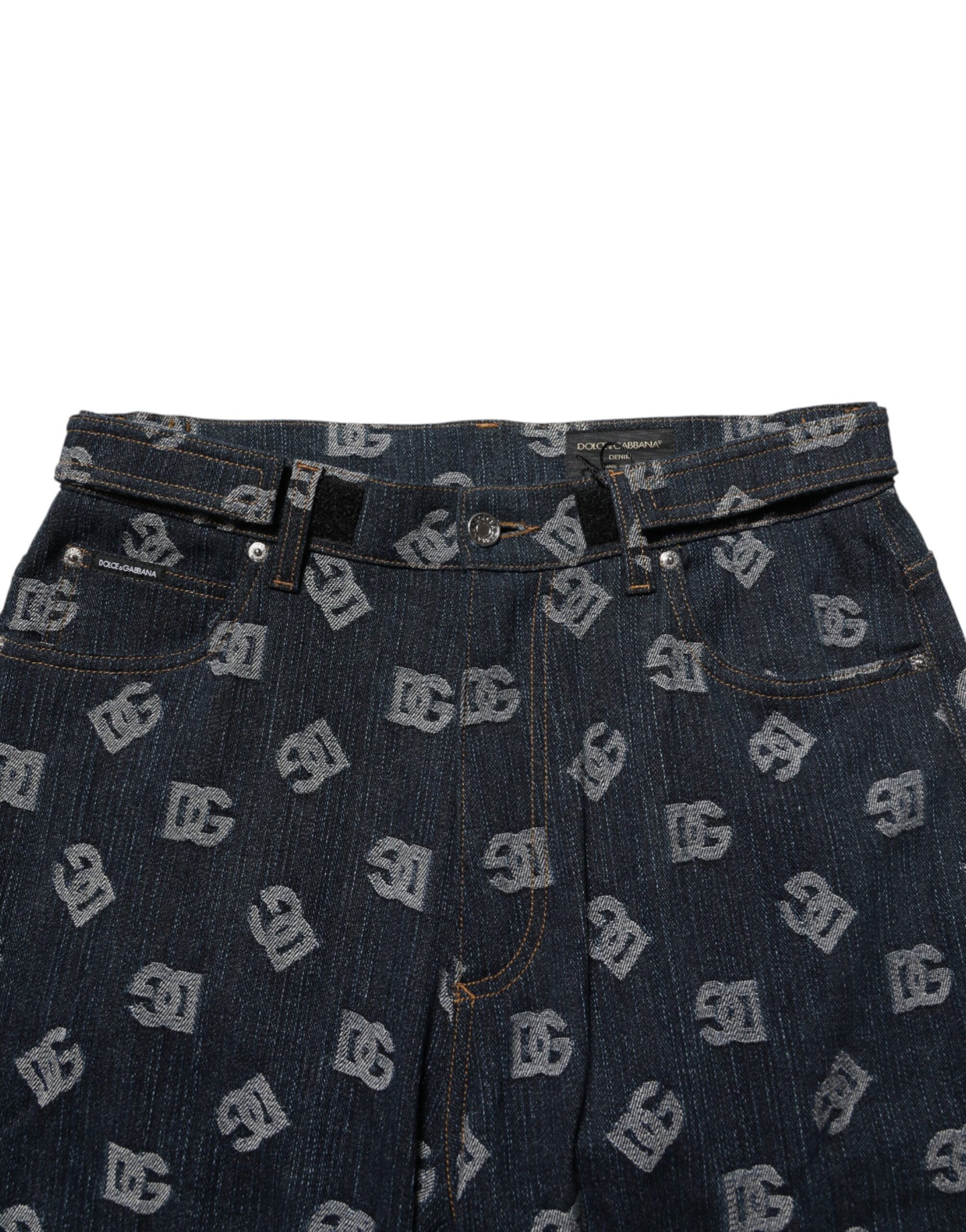 Dolce & Gabbana Blue Logo Print Straight Denim Men Jeans | Regal Royce