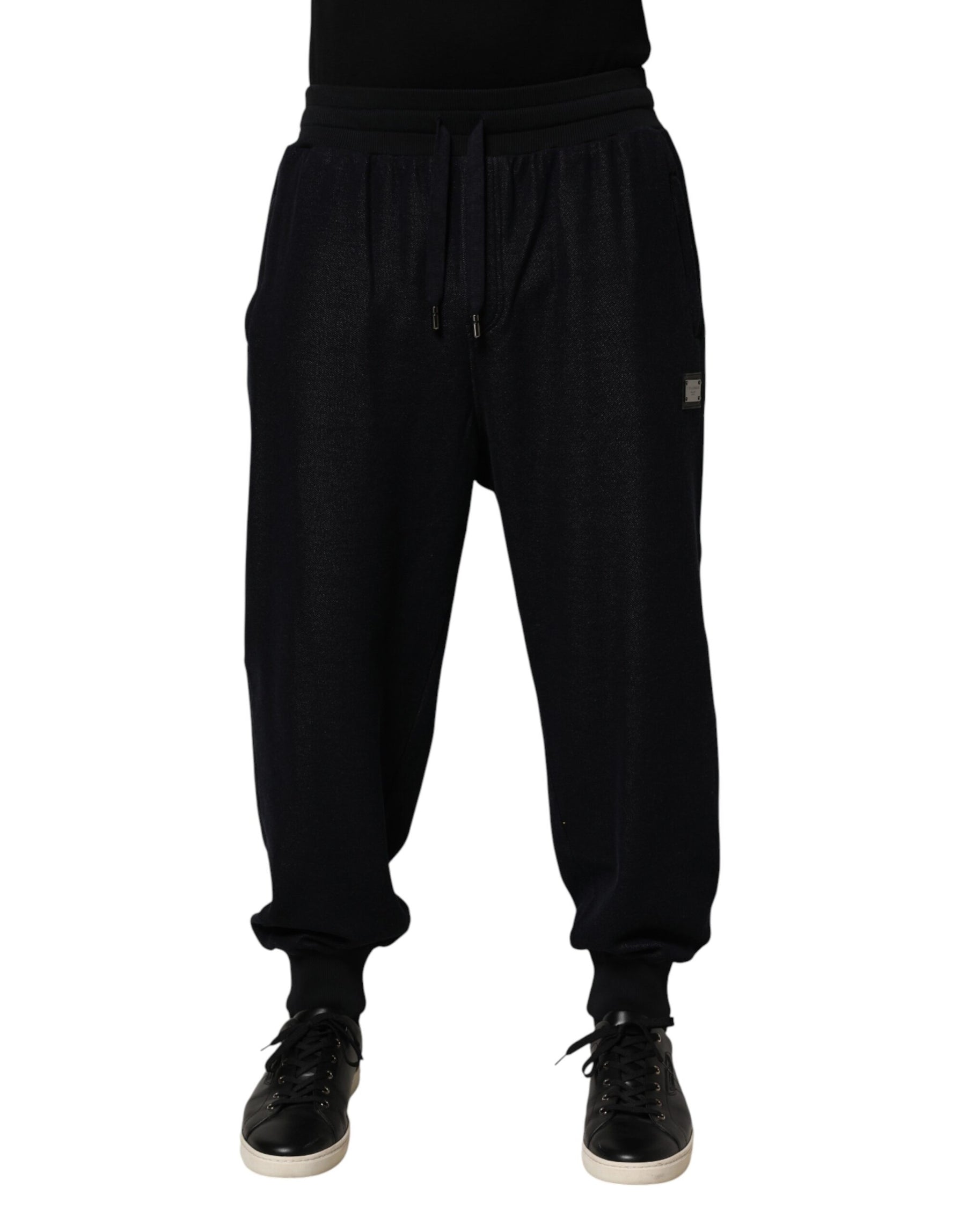 Dolce & Gabbana Black Cotton Blend Drawstring Jogger Jogger Pants | Regal Royce