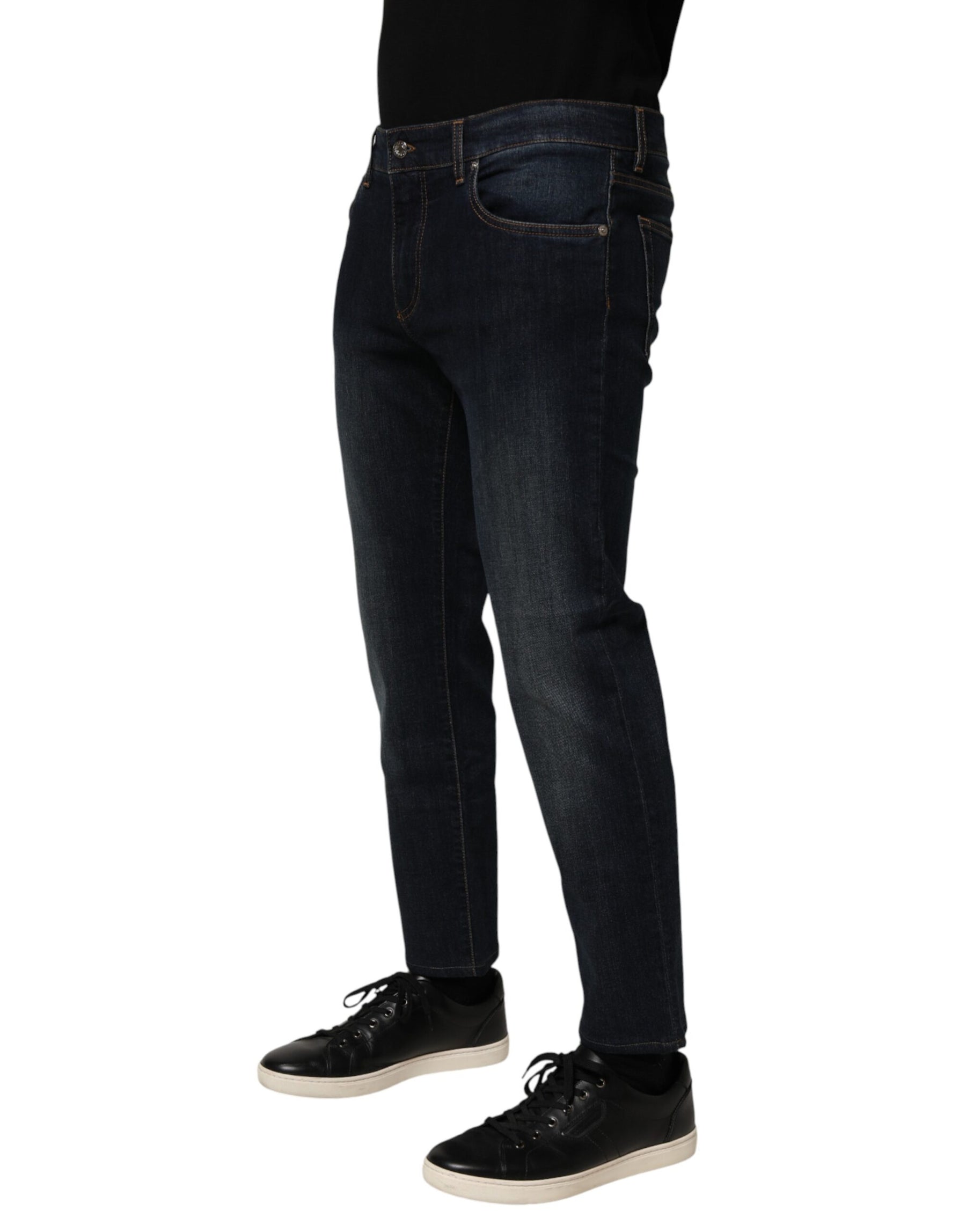 Dolce & Gabbana Dark Blue Cotton Skinny Men Denim Jeans | Regal Royce