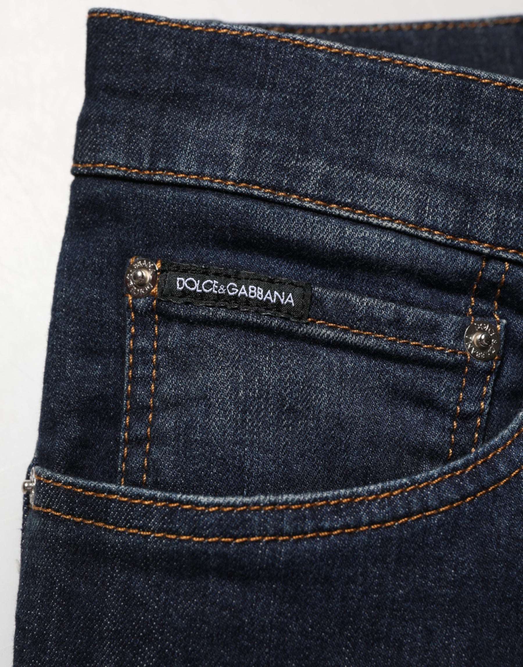 Dolce & Gabbana Dark Blue Cotton Skinny Men Denim Jeans | Regal Royce