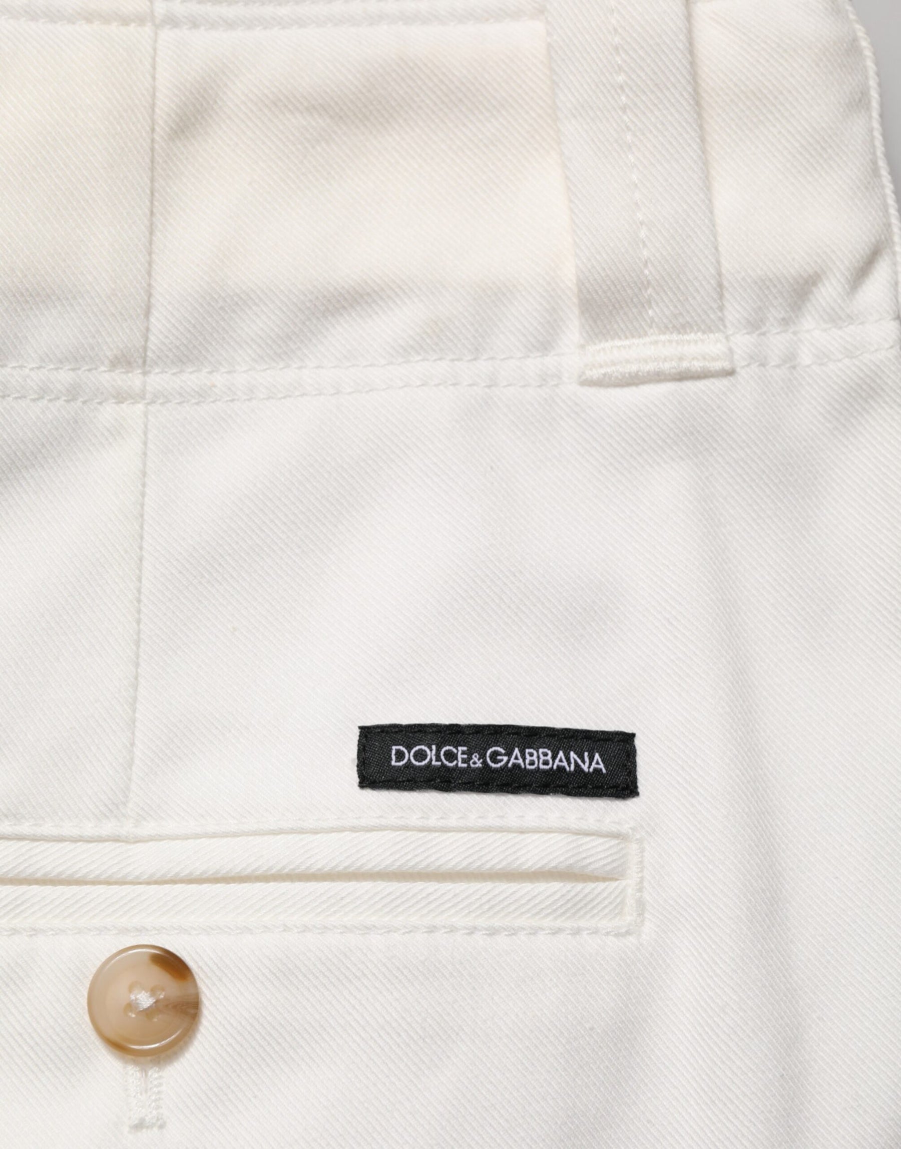 Dolce & Gabbana White Cotton Stretch Cropped Trouser Pants | Regal Royce