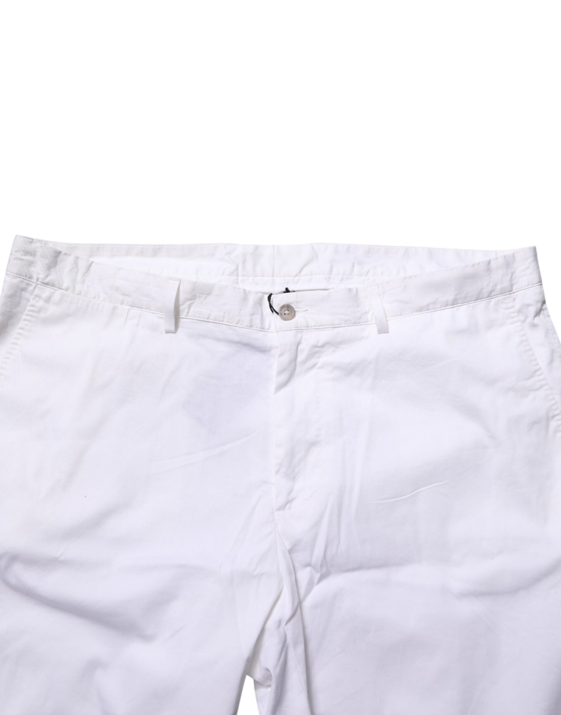 Dolce & Gabbana White Cotton Stretch Men Bermuda Pants | Regal Royce