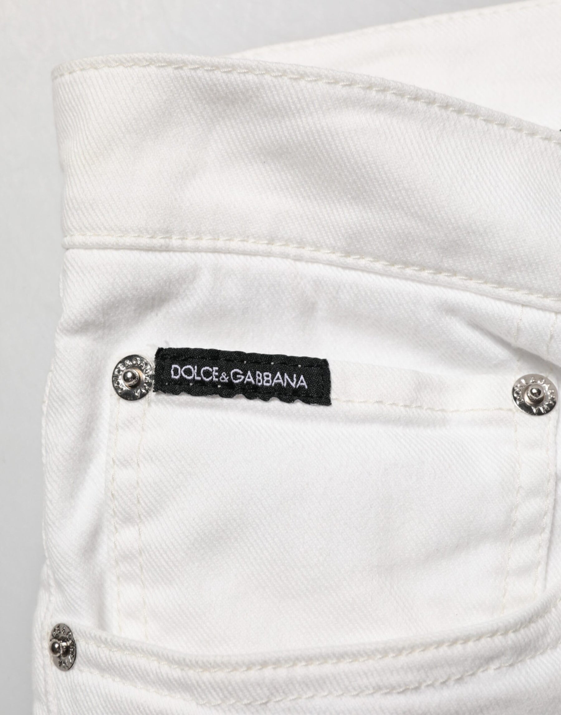 Dolce & Gabbana White Graffiti Print Skinny GOLD Denim Jeans | Regal Royce