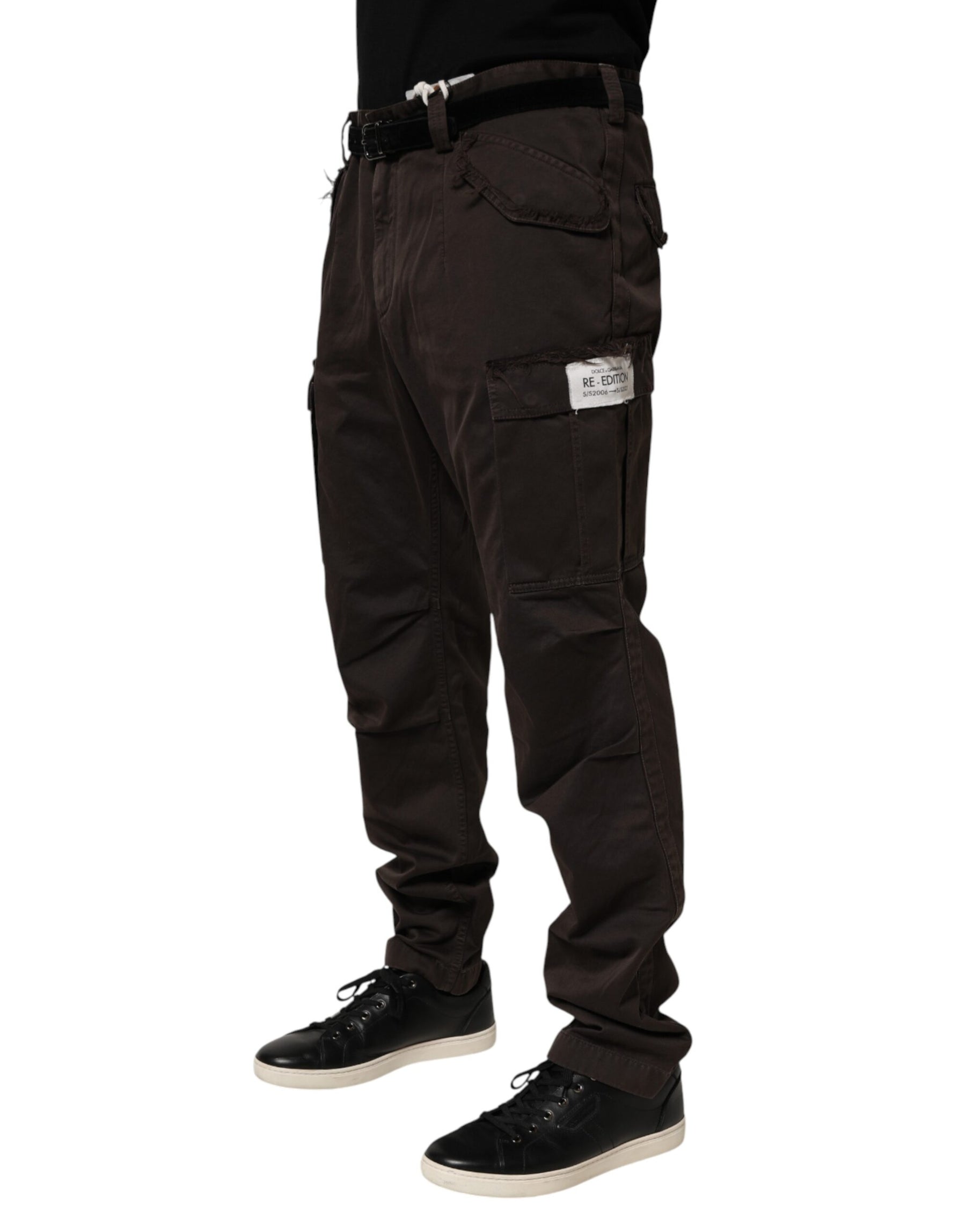 Dolce & Gabbana Brown Re- Edition Cotton Men Cargo Pants | Regal Royce