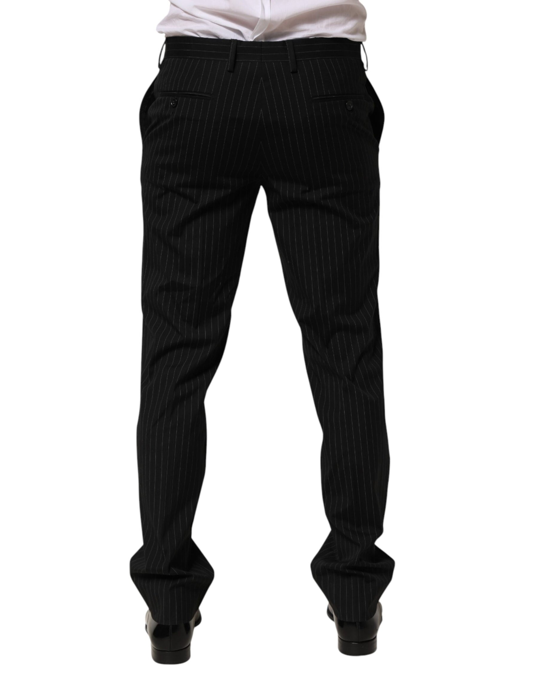 Dolce & Gabbana Black Striped Dress Formal Men Trouser Pants | Regal Royce