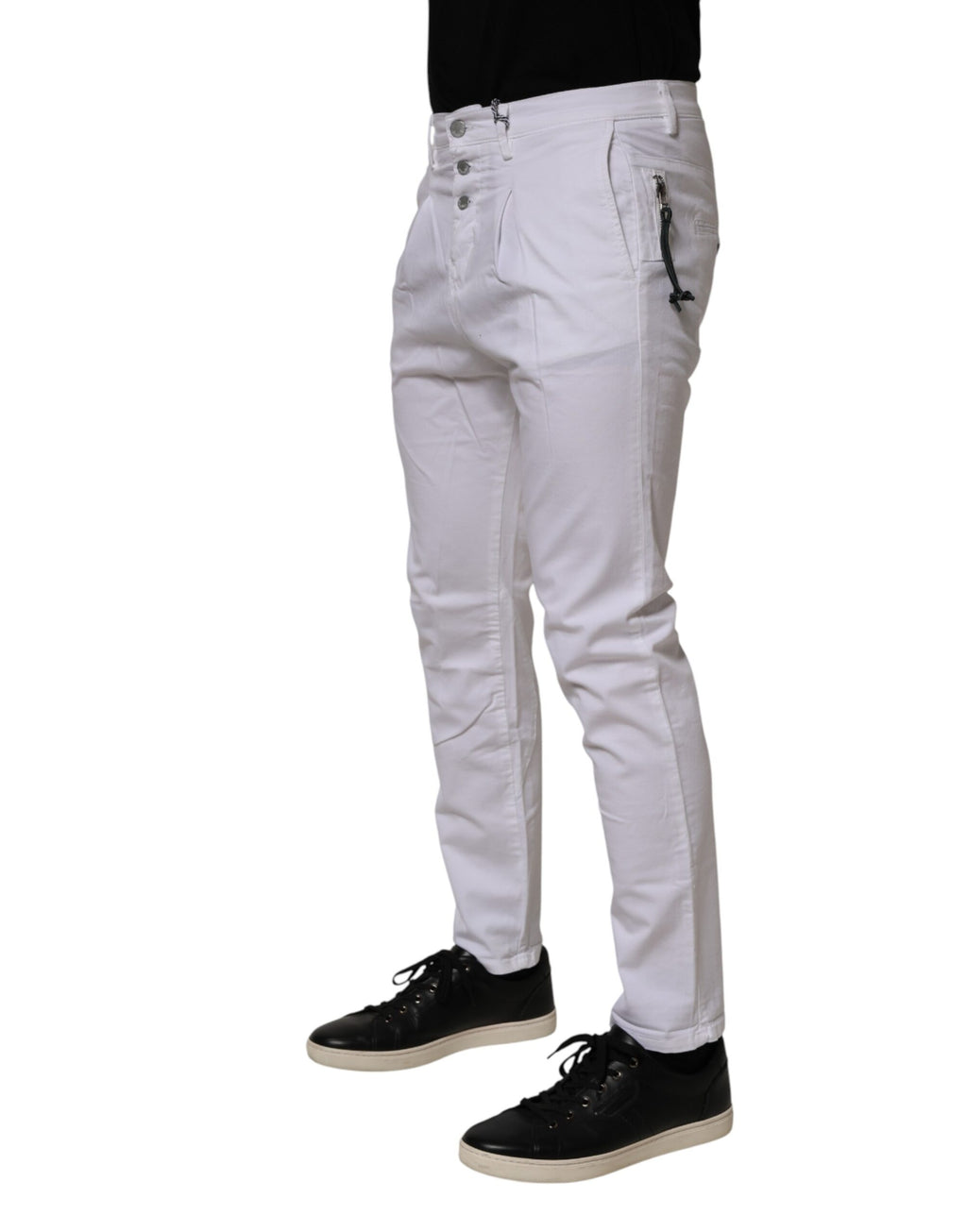 Daniele Alessandrini White Cotton Stretch Slim Fit Denim Jeans