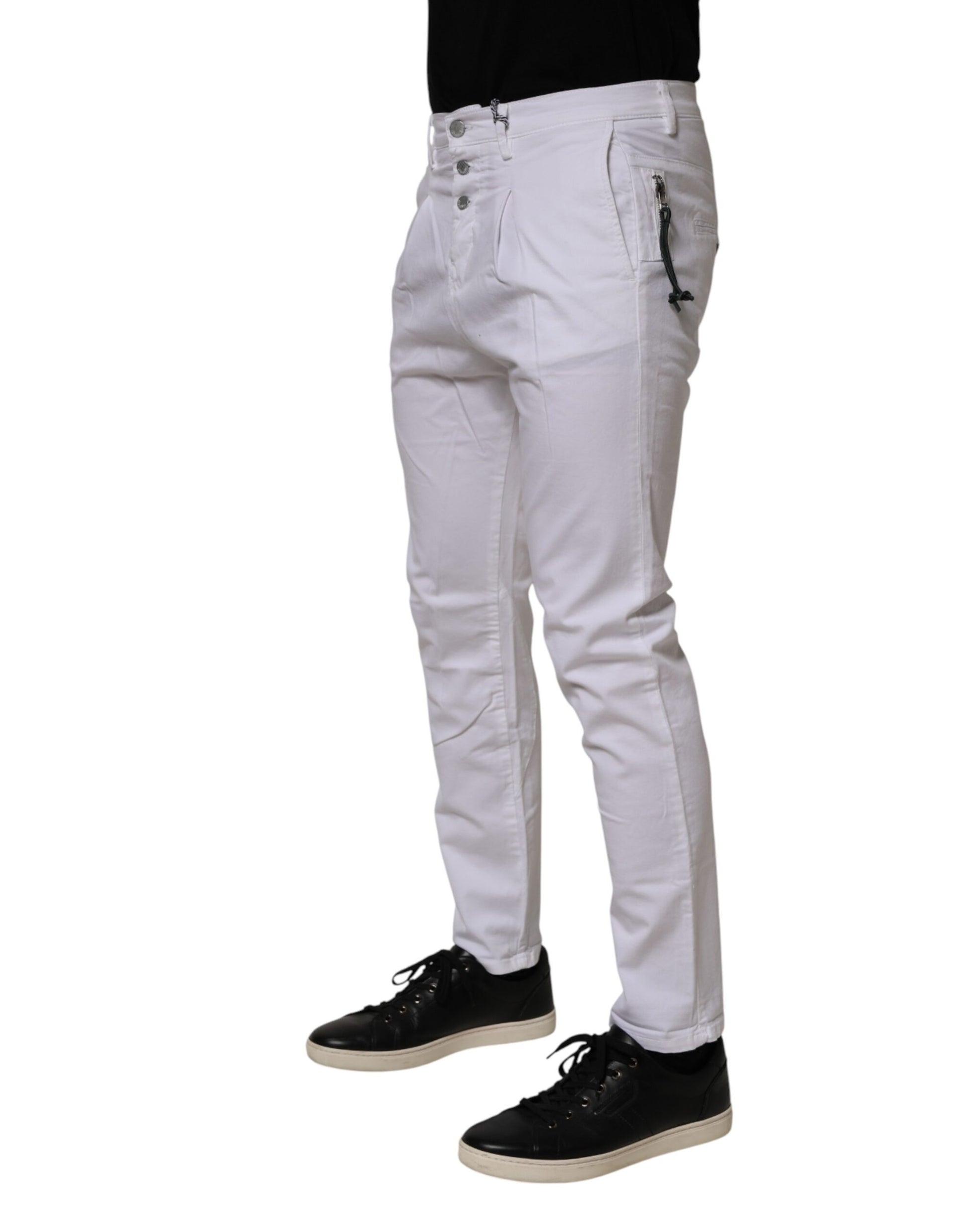 Daniele Alessandrini White Cotton Stretch Slim Fit Denim Jeans