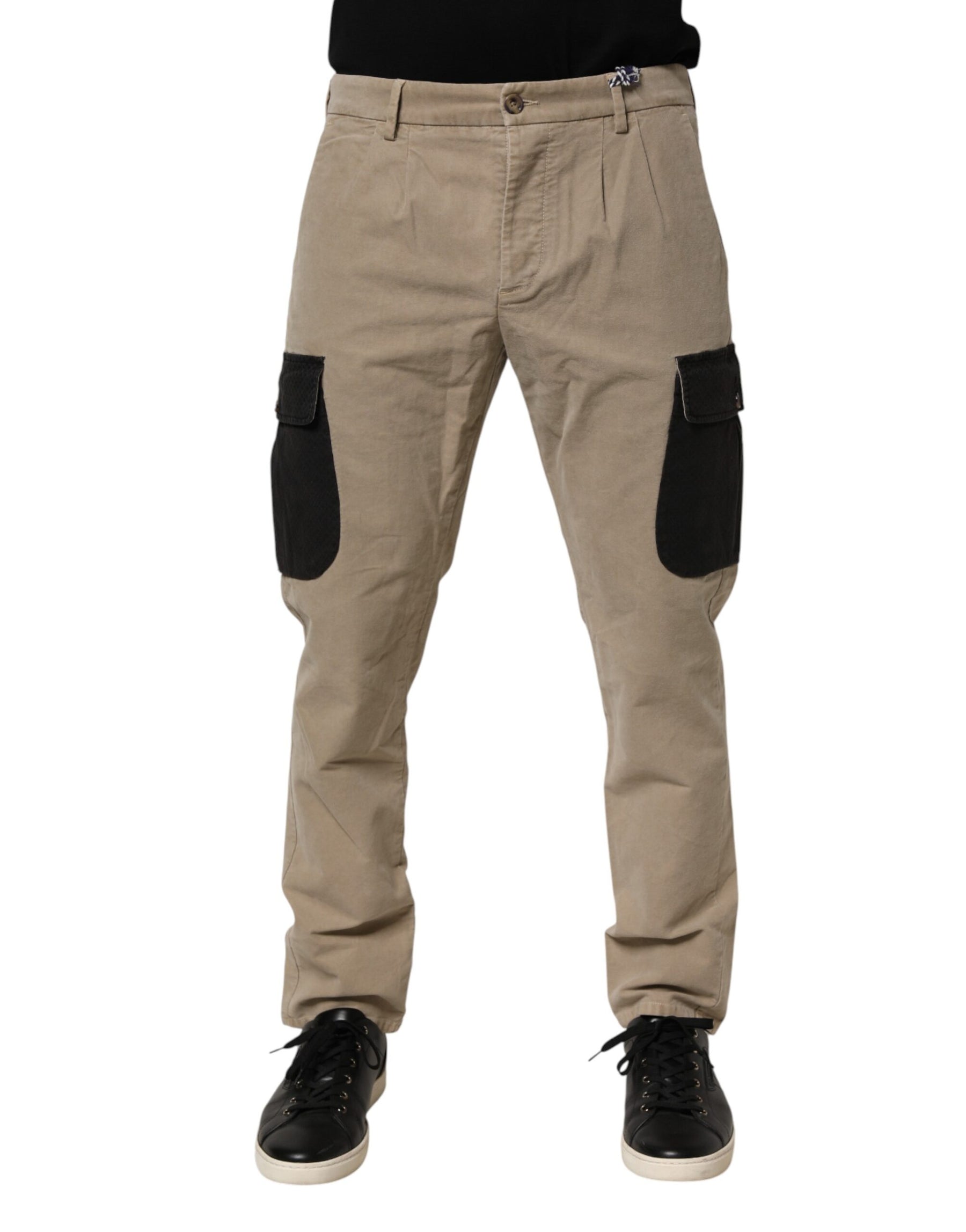 AT.P.CO Beige Mid Waist Skinny Men Cargo Chino Trouser Pants | Regal Royce