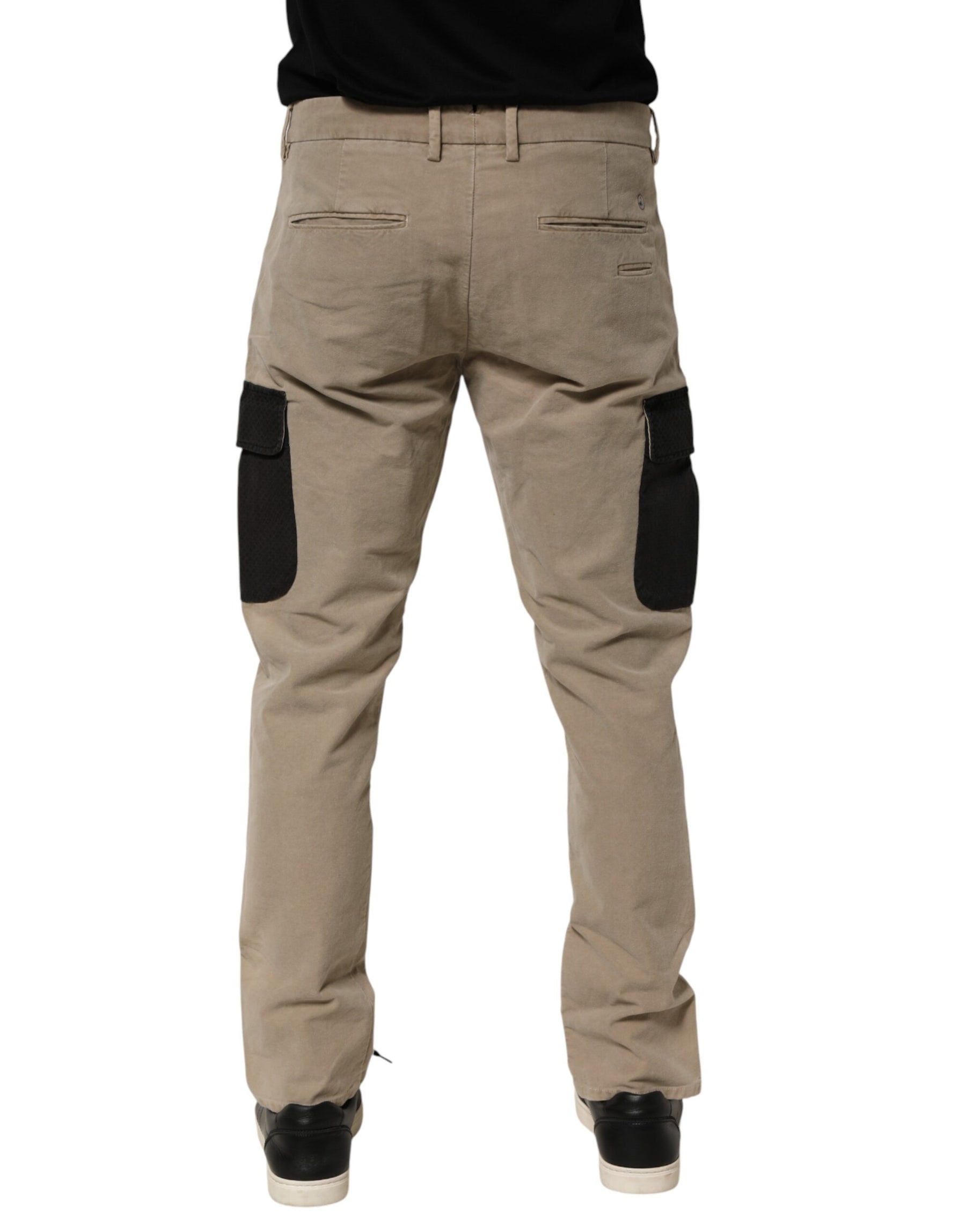 AT.P.CO Beige Mid Waist Skinny Men Cargo Chino Trouser Pants | Regal Royce