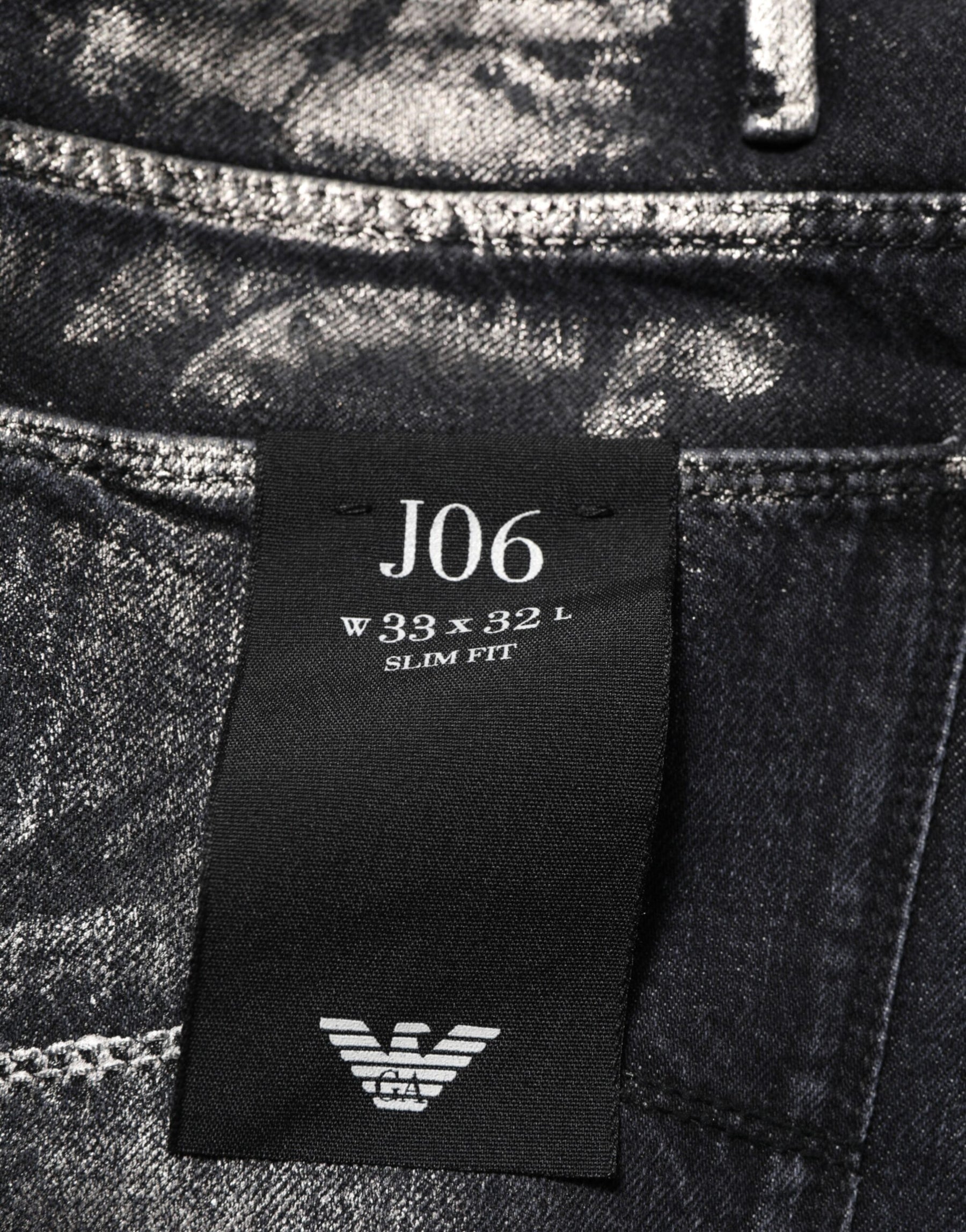 Emporio Armani Black Washed Slim Fit Men Denim Trouser Jeans | Regal Royce