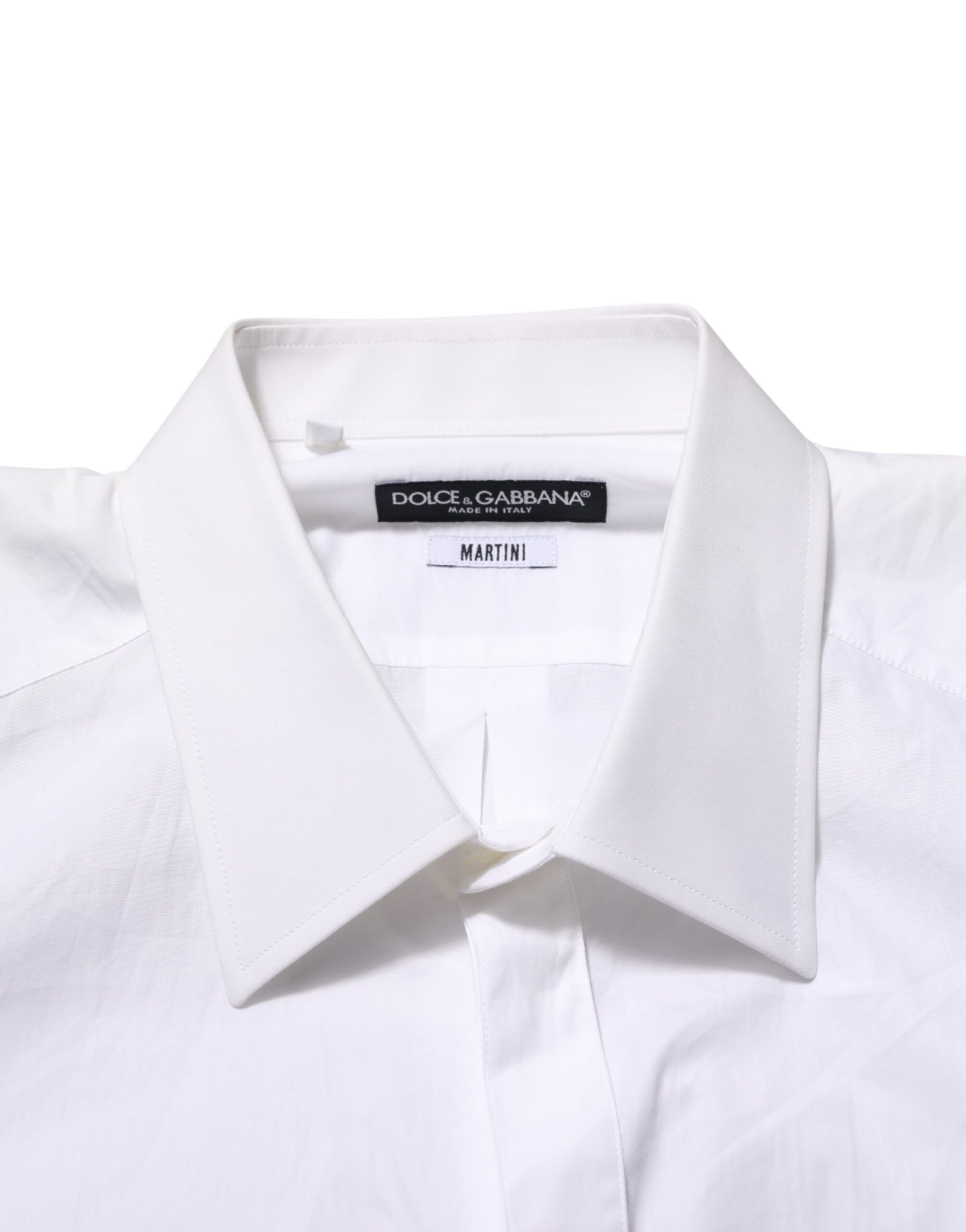 Dolce & Gabbana White Cotton MARTINI DG Patch Dress Shirt | Regal Royce