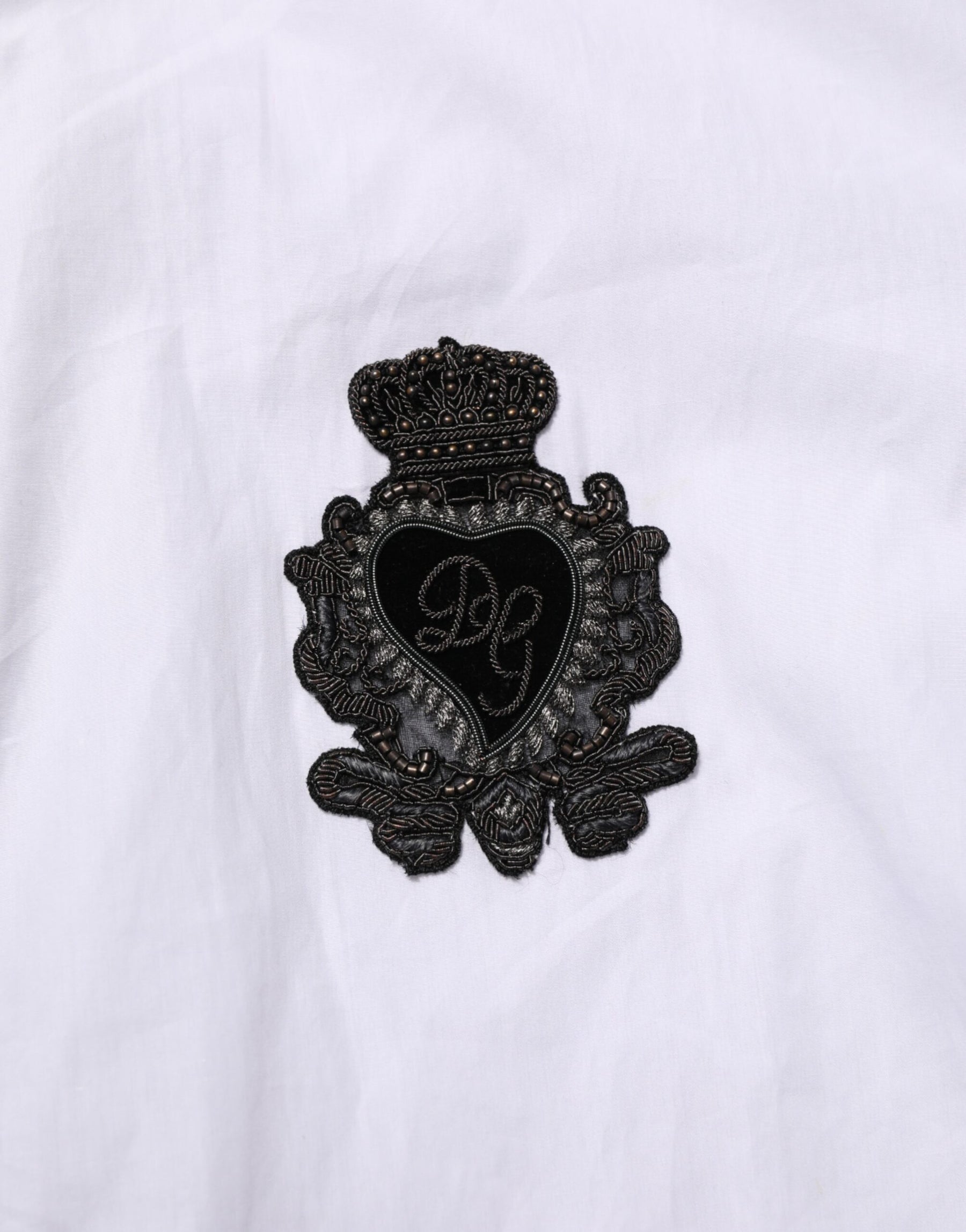 Dolce & Gabbana White Cotton MARTINI DG Patch Dress Shirt | Regal Royce