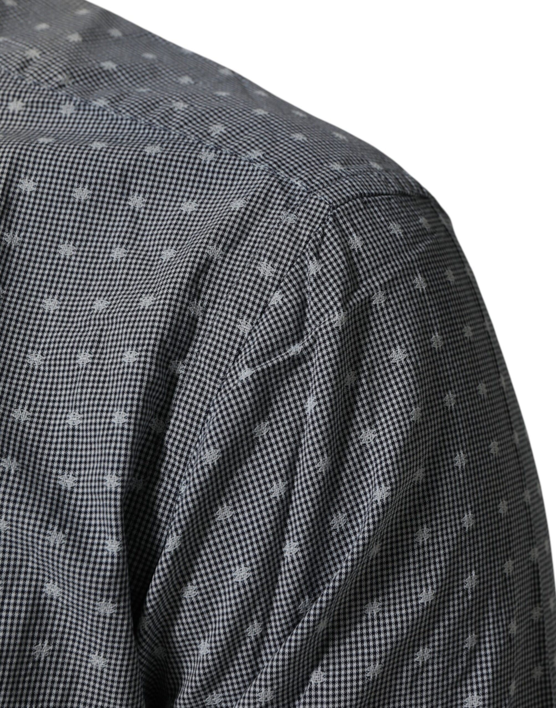 AGLINI Gray Polka Dot Cotton Button Down Long Sleeves Shirt | Regal Royce
