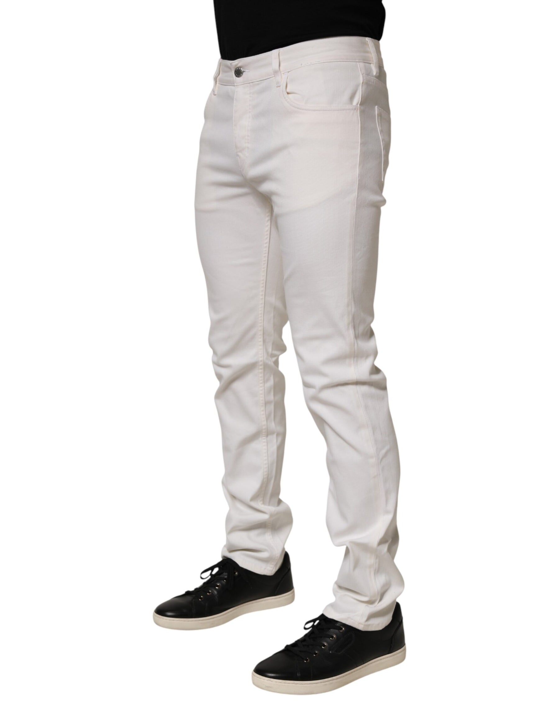 Prada White Mid Waist Skinny Fit Denim Casual Trouser Jeans | Regal Royce