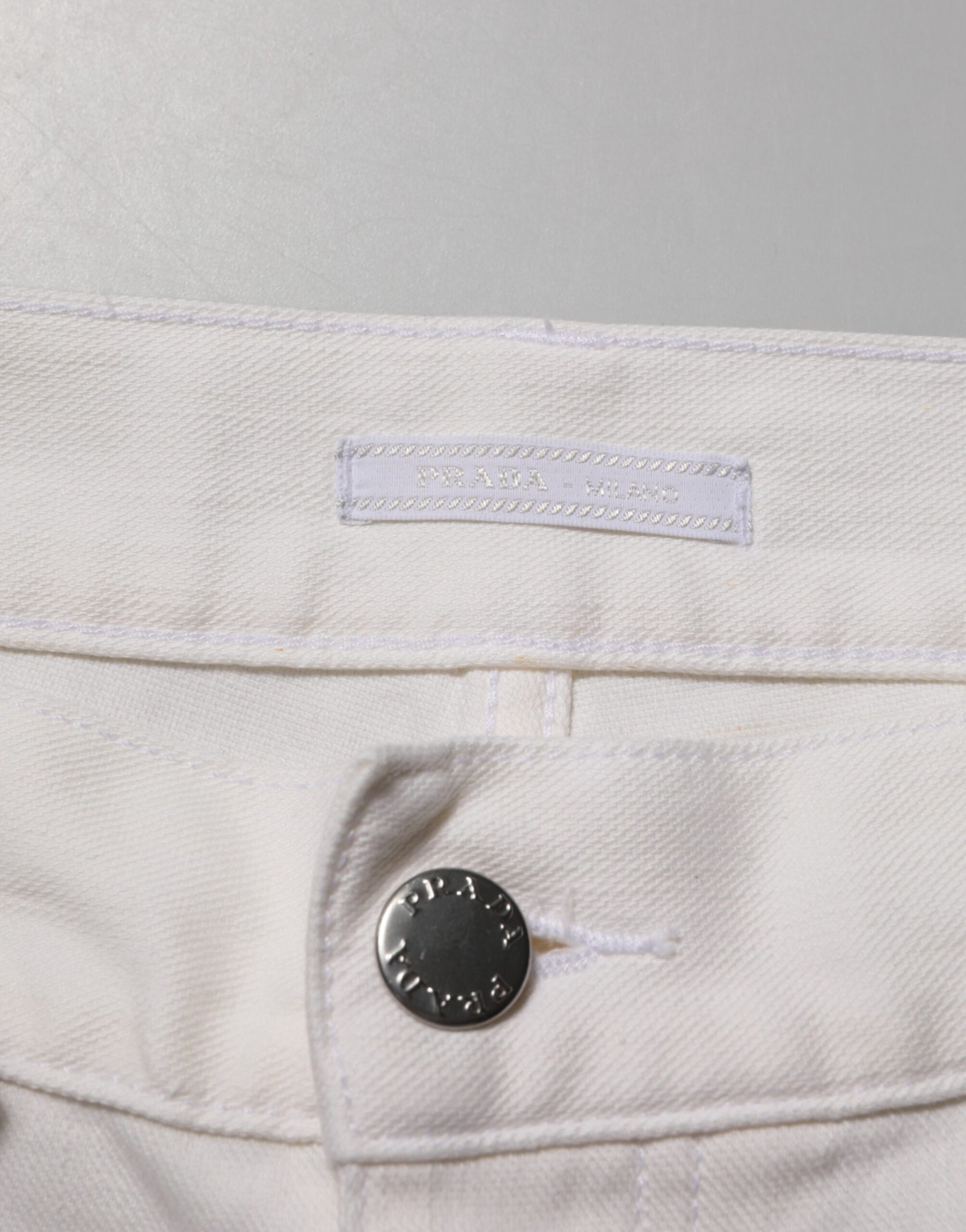 Prada White Mid Waist Skinny Fit Denim Casual Trouser Jeans | Regal Royce