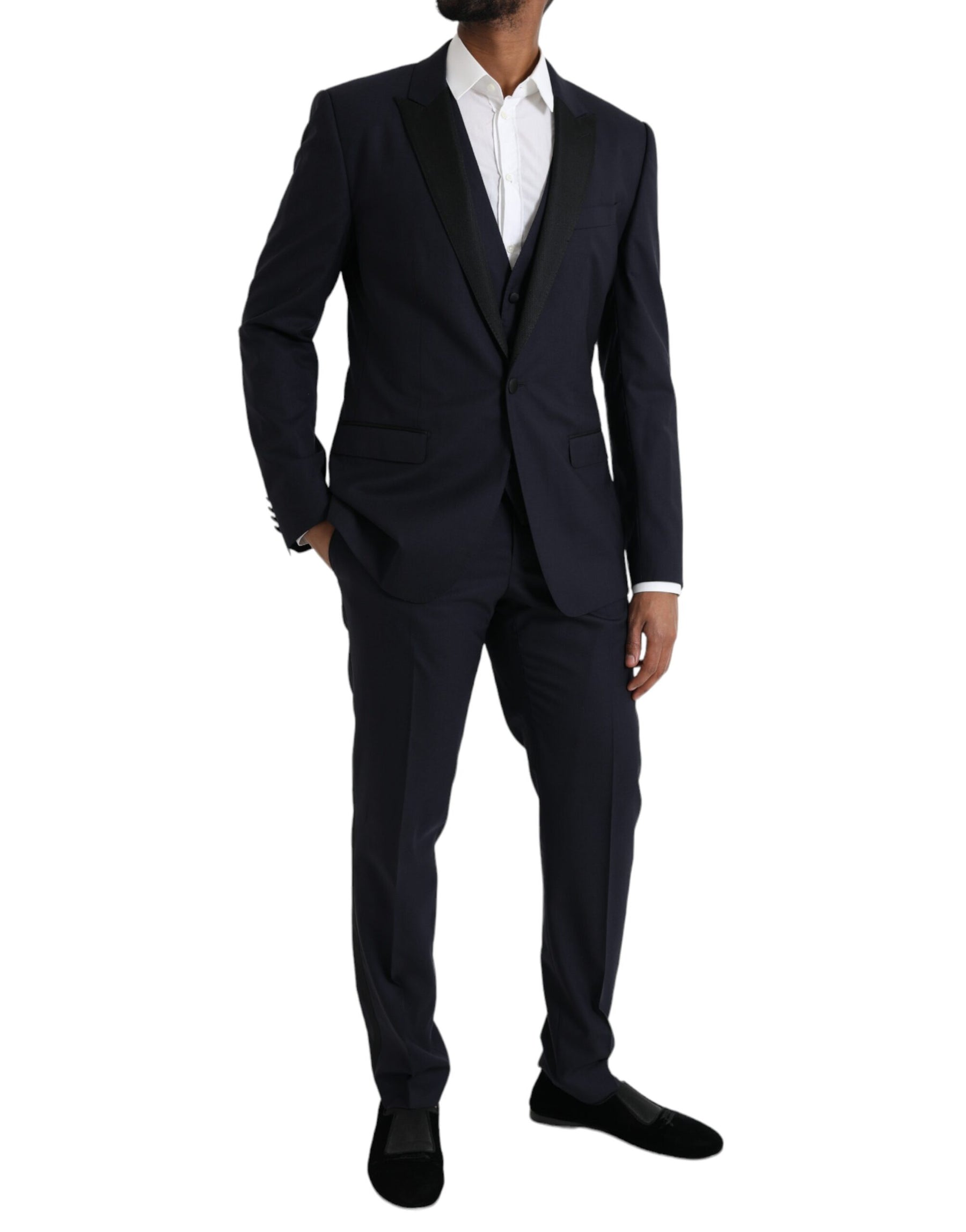 Dolce & Gabbana Blue Wool MARTINI 1 Button Men 3 Piece Suit | Regal Royce